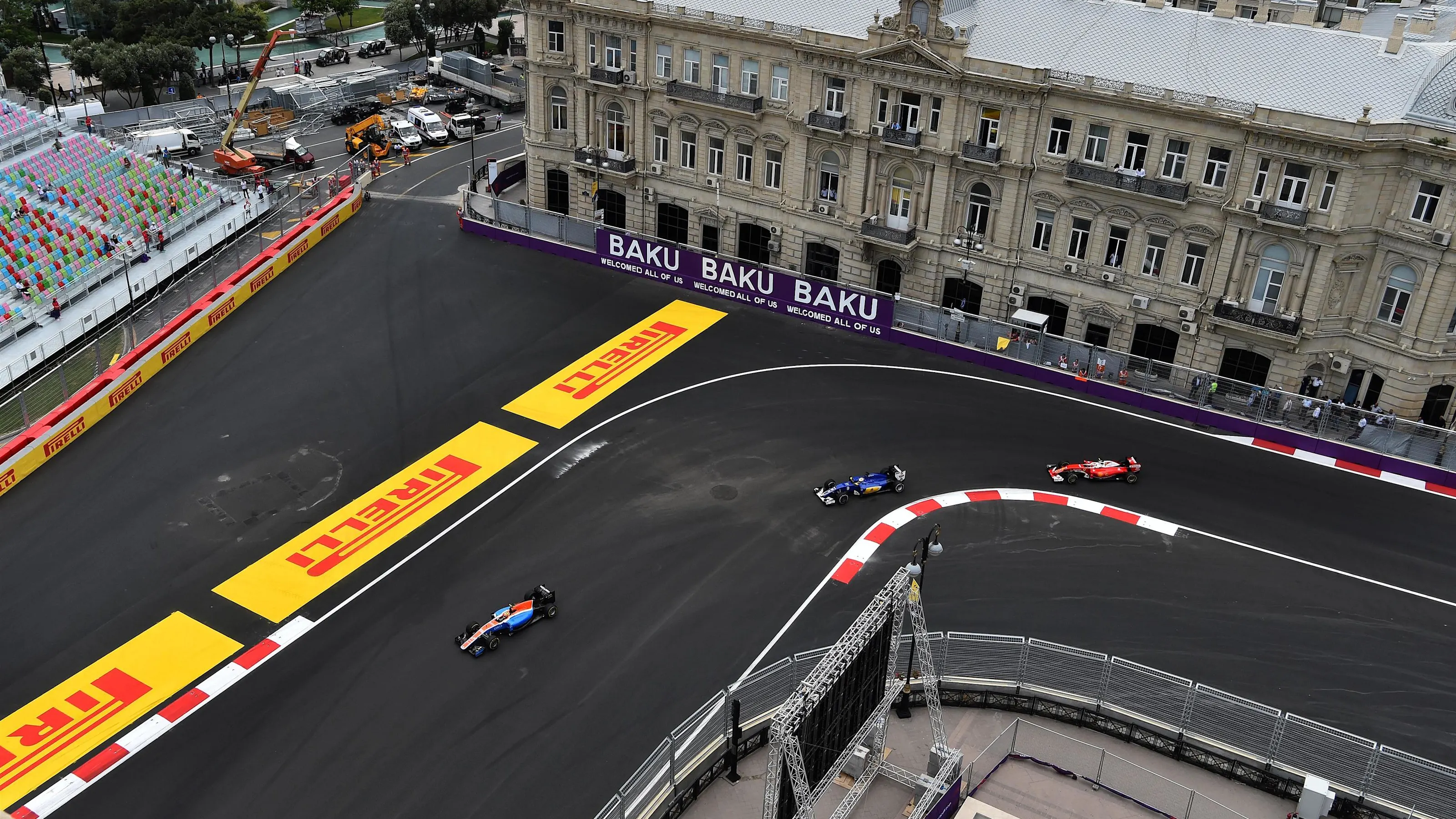 Rio Haryanto (IDN) Manor Racing MRT05, Marcus Ericsson (SWE) Sauber C35 and Kimi Raikkonen (FIN)