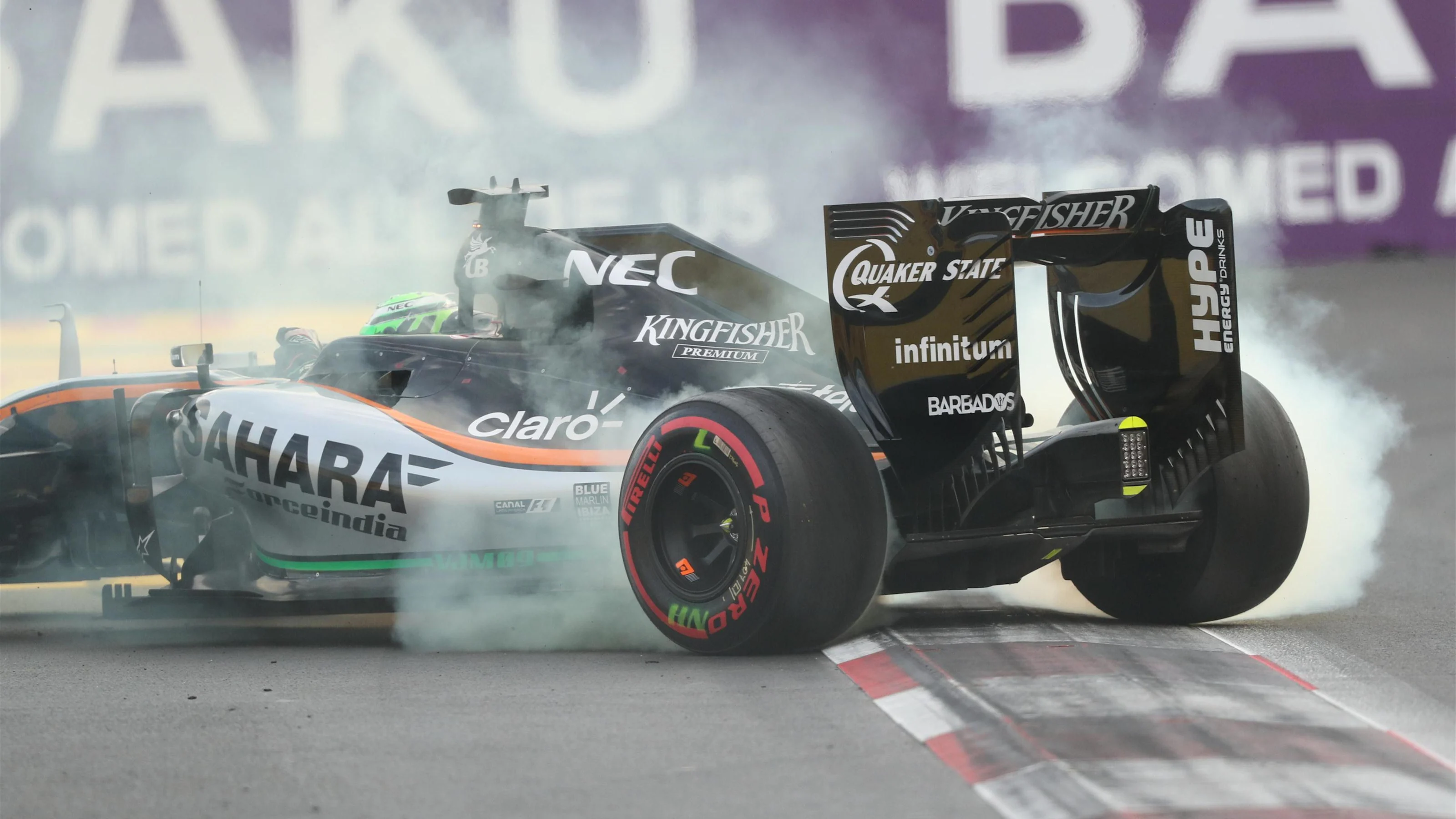 Nico Hulkenberg (GER) Force India VJM09 spins in Qualifying at Formula One World Championship, Rd8,