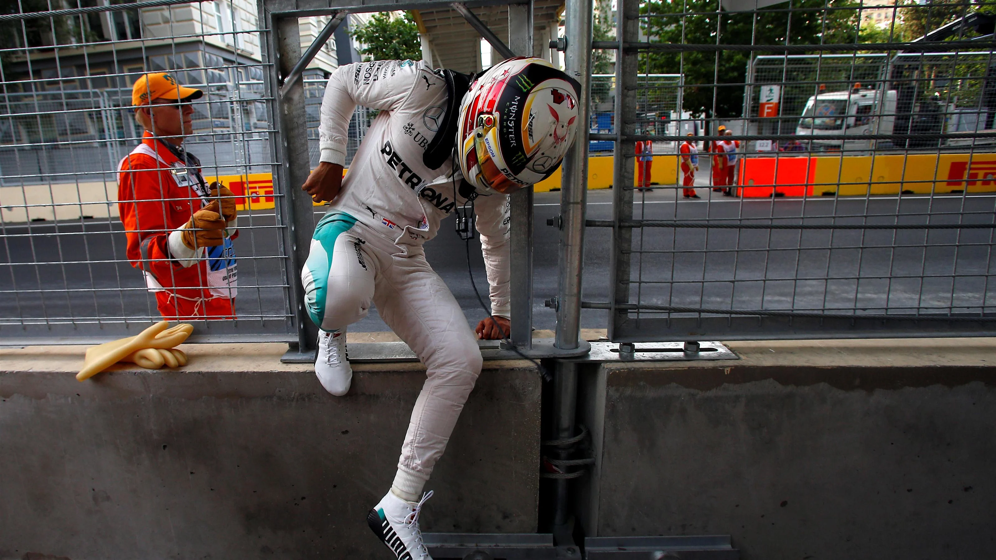 Lewis Hamilton (GBR) Mercedes AMG F1 after crashing out in Q3 at Formula One World Championship,