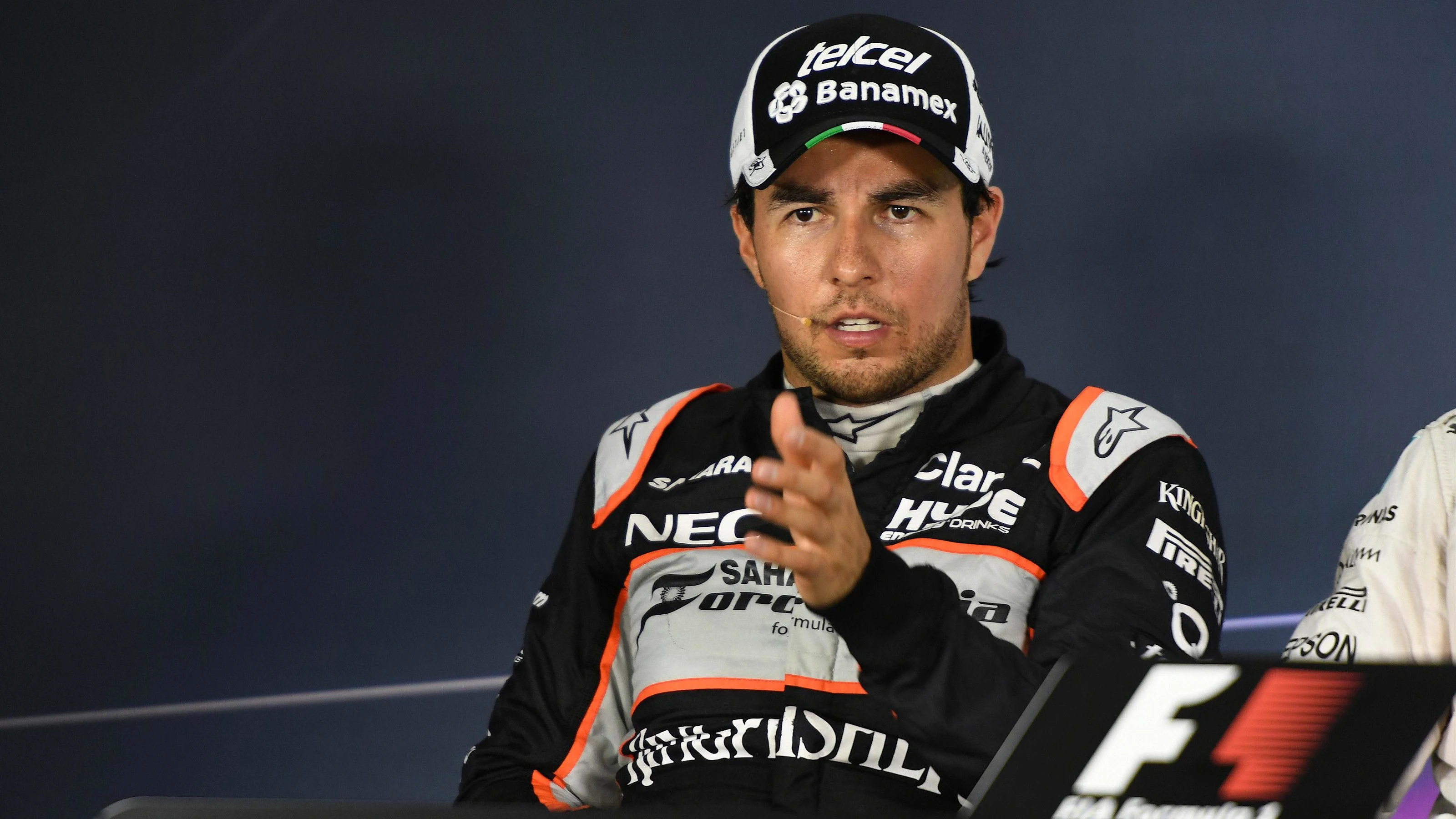 Sergio Perez (MEX) Force India in the Press Conference at Formula One World Championship, Rd8,