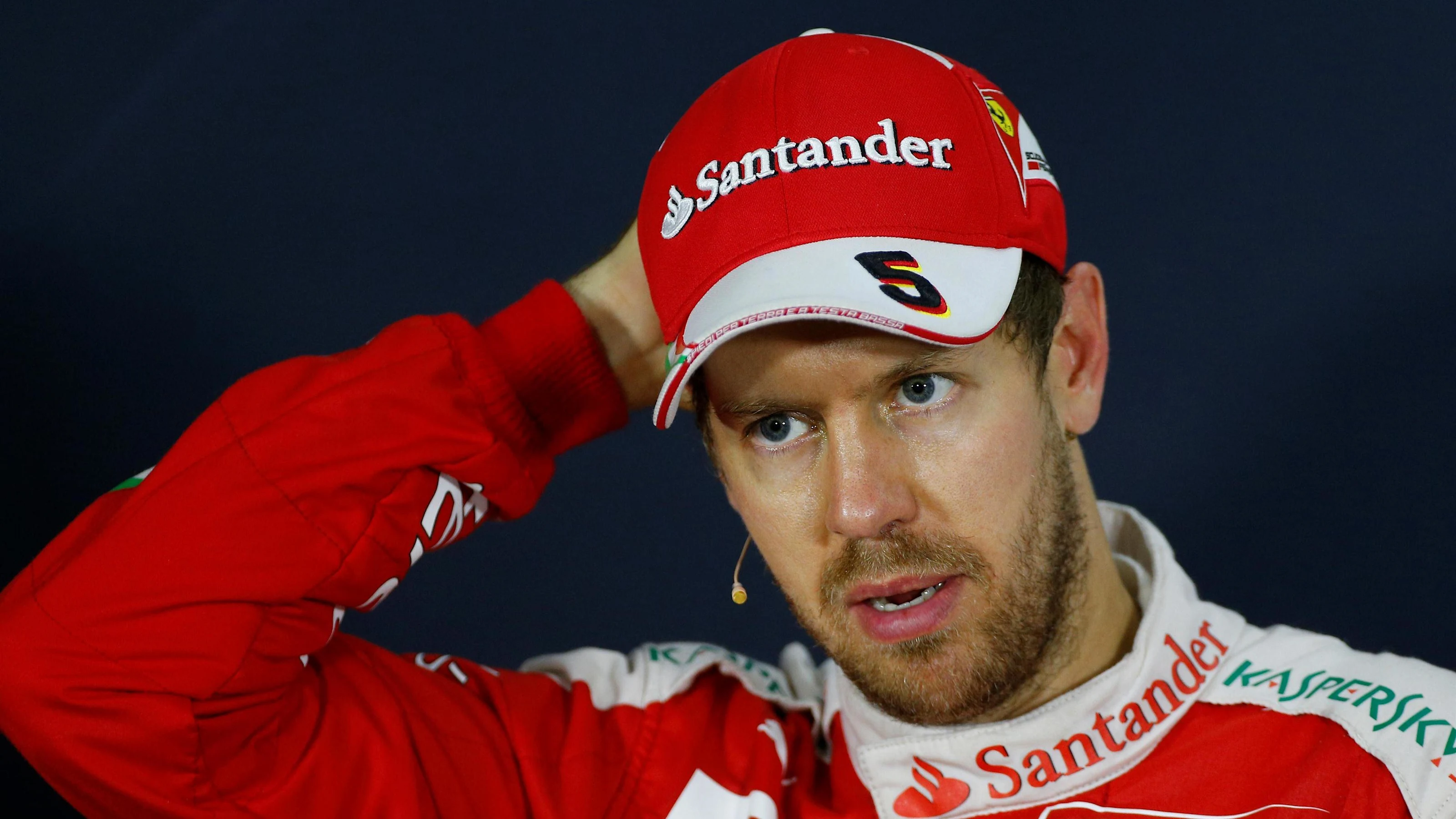 Sebastian Vettel (GER) Ferrari in the Press Conference at Formula One World Championship, Rd8,