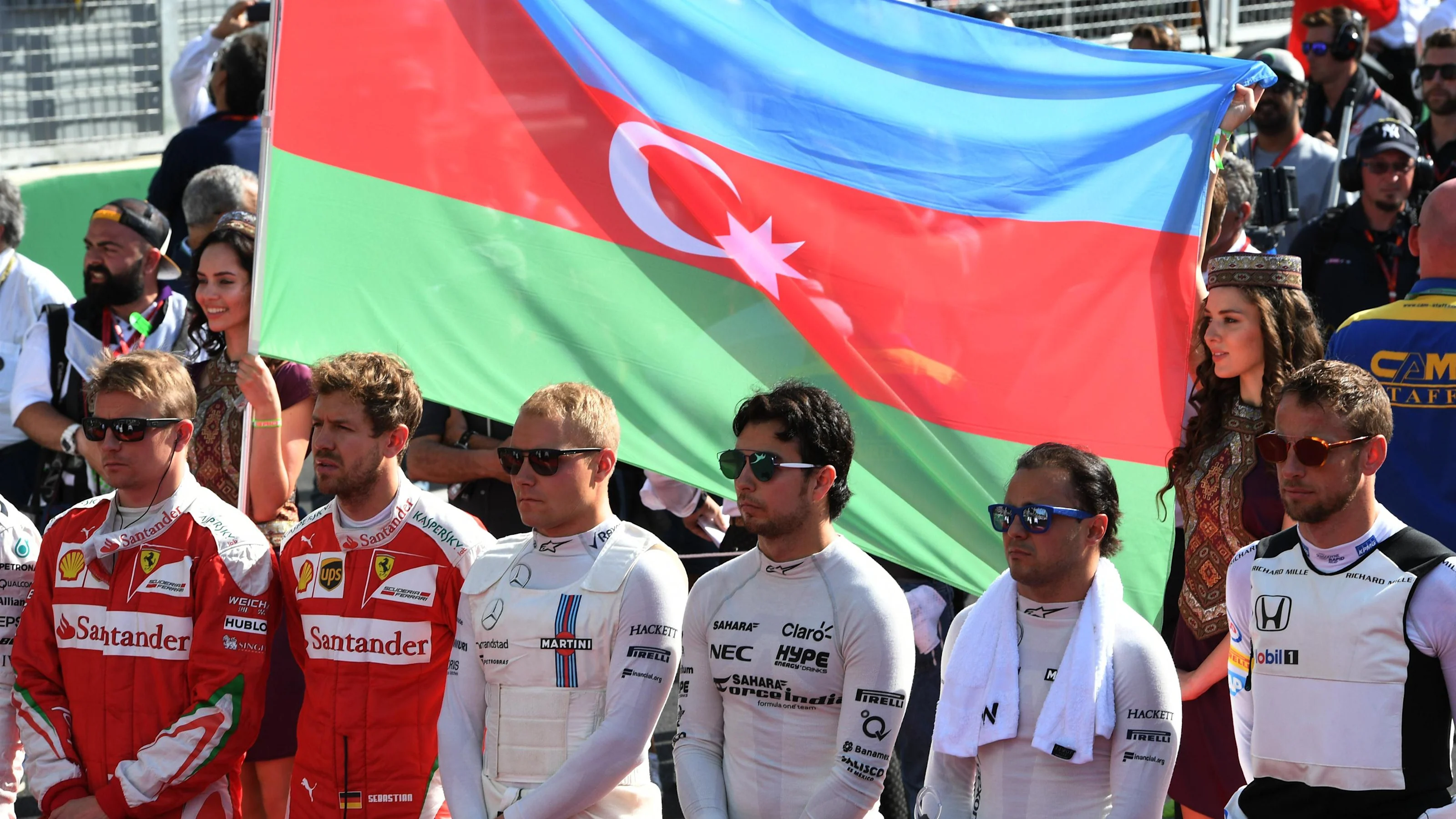 Drivers on the grid at Formula One World Championship, Rd8, European Grand Prix, Race, Baku City