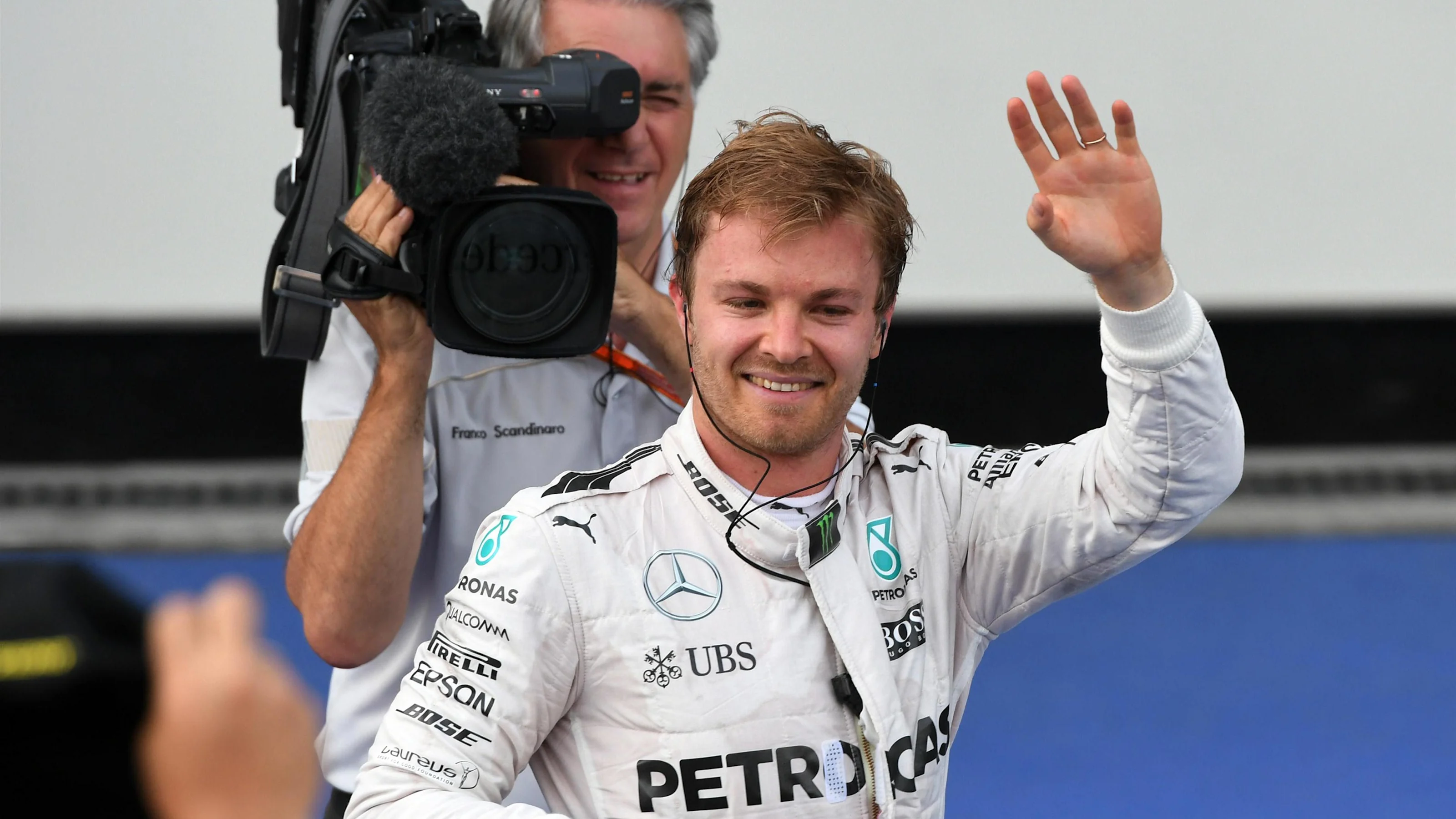 race winner Nico Rosberg (GER) Mercedes AMG F1 Celebrates IN Parc ferme  at the end of the race at