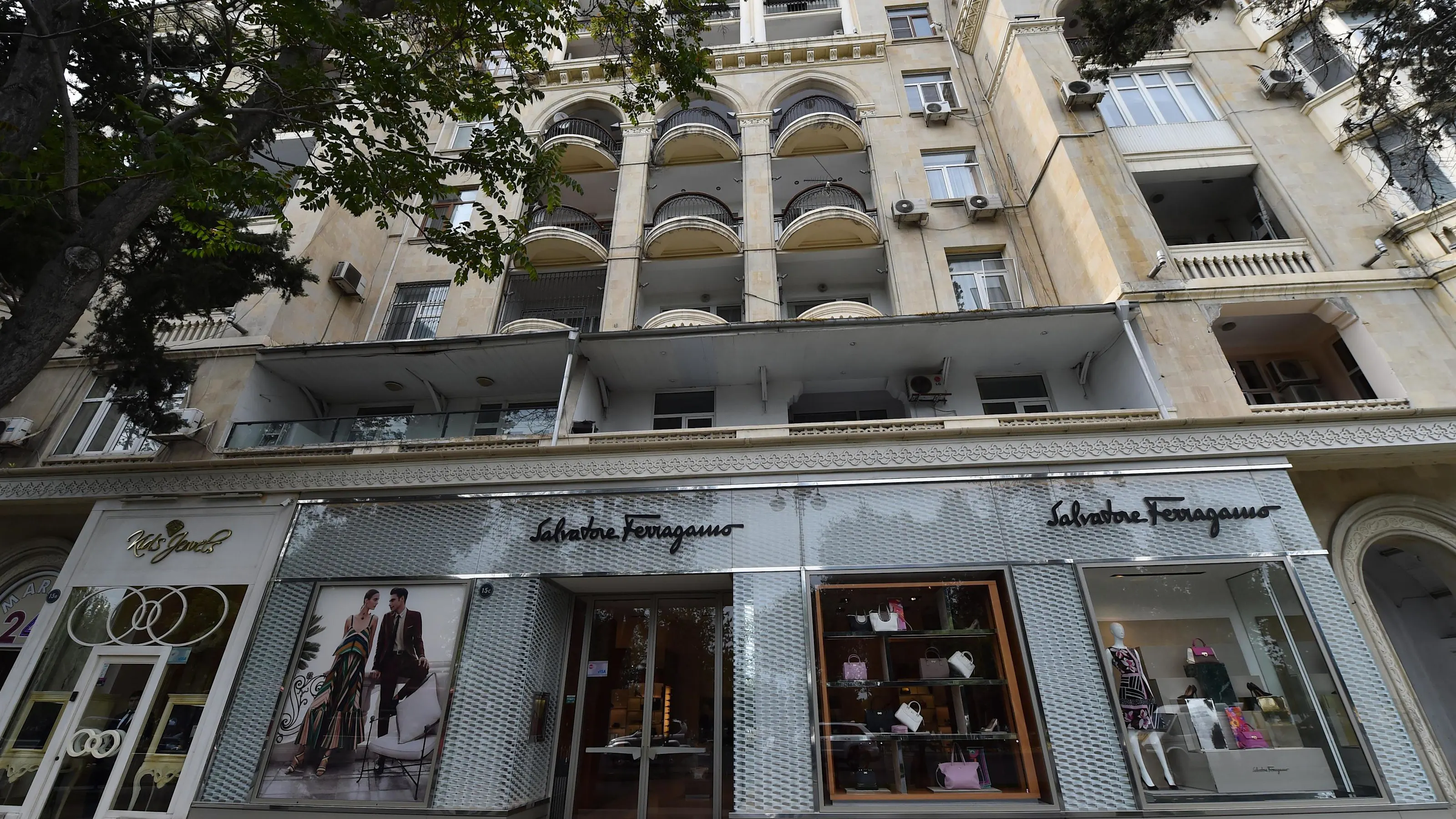 Turn 18 and Turn 19, shops and street view at Baku City Visit, Baku, Azerbaijan, 28-29 April 2016.
