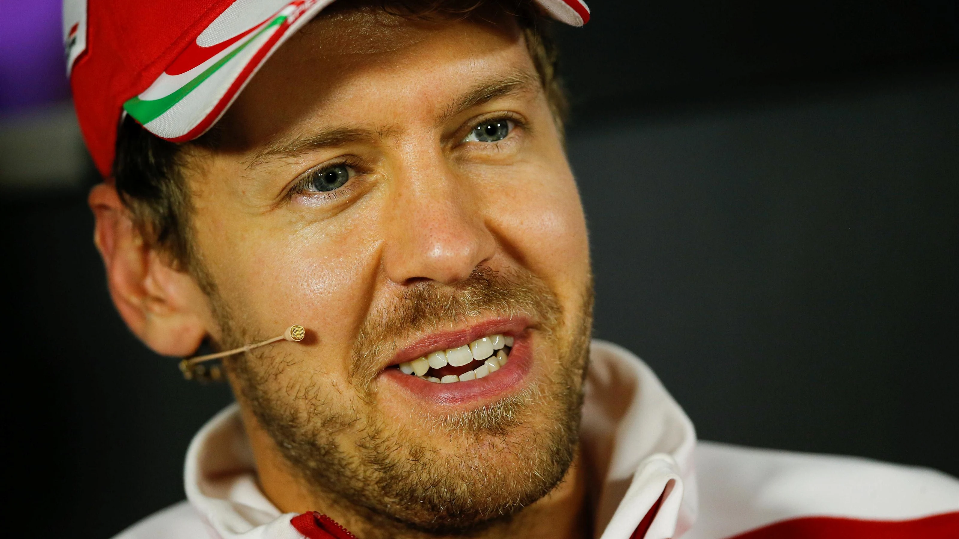 Sebastian Vettel (GER) Ferrari in the Press Conference at Formula One World Championship, Rd8,