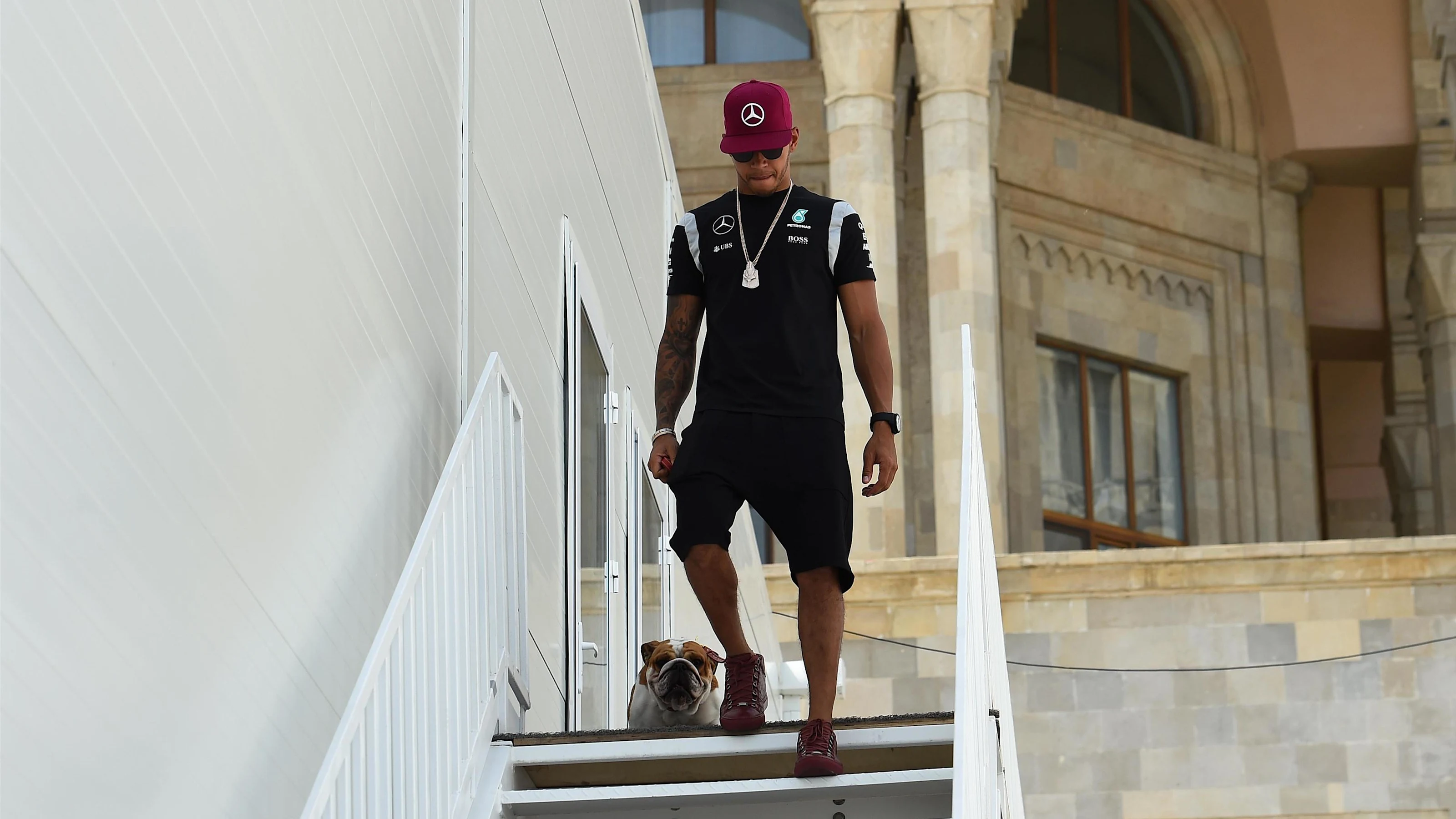 Lewis Hamilton (GBR) Mercedes AMG F1 with his dog Coco at Formula One World Championship, Rd8,