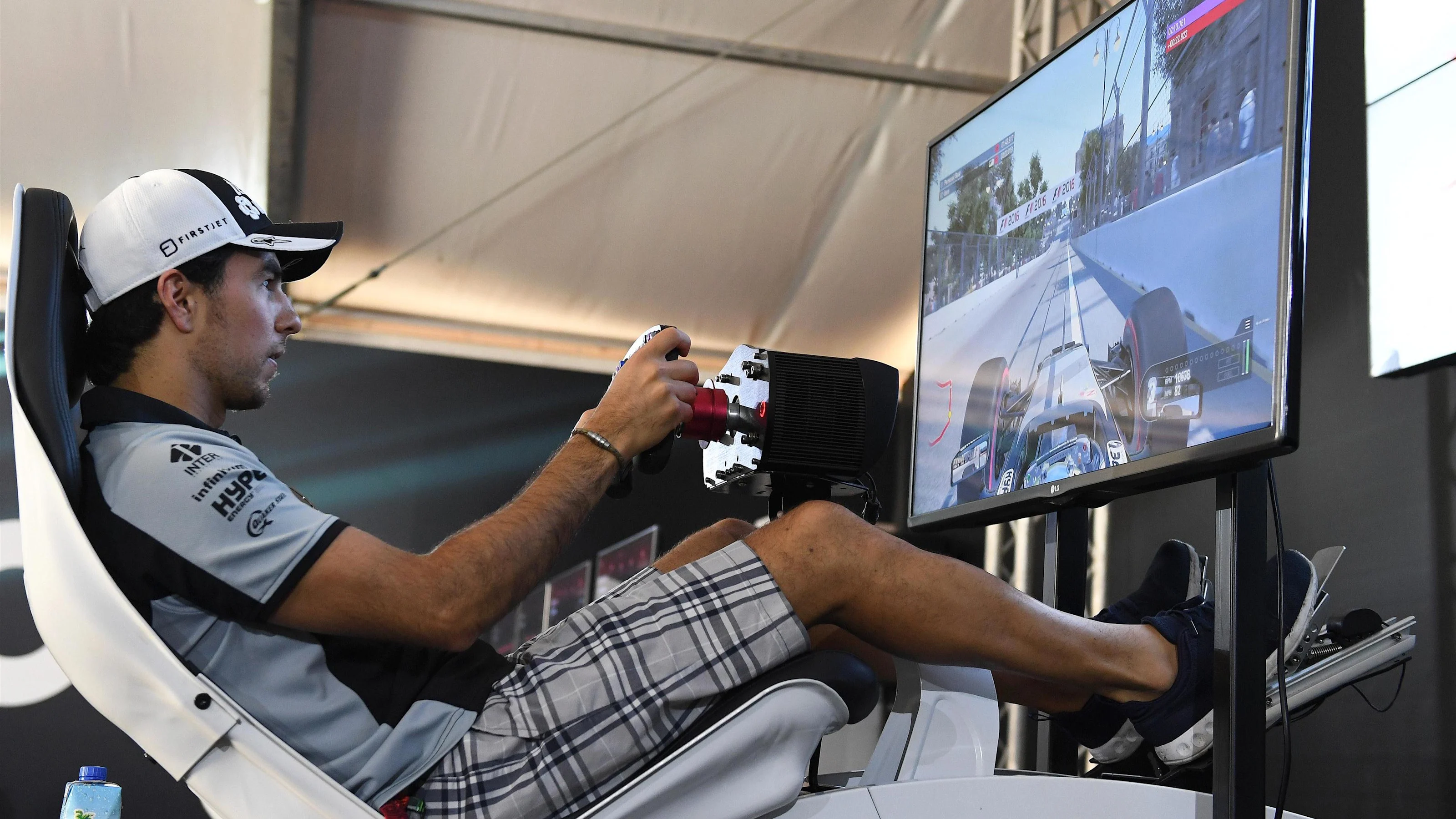 Sergio Perez (MEX) Force India on a simulator at Formula One World Championship, Rd8, European