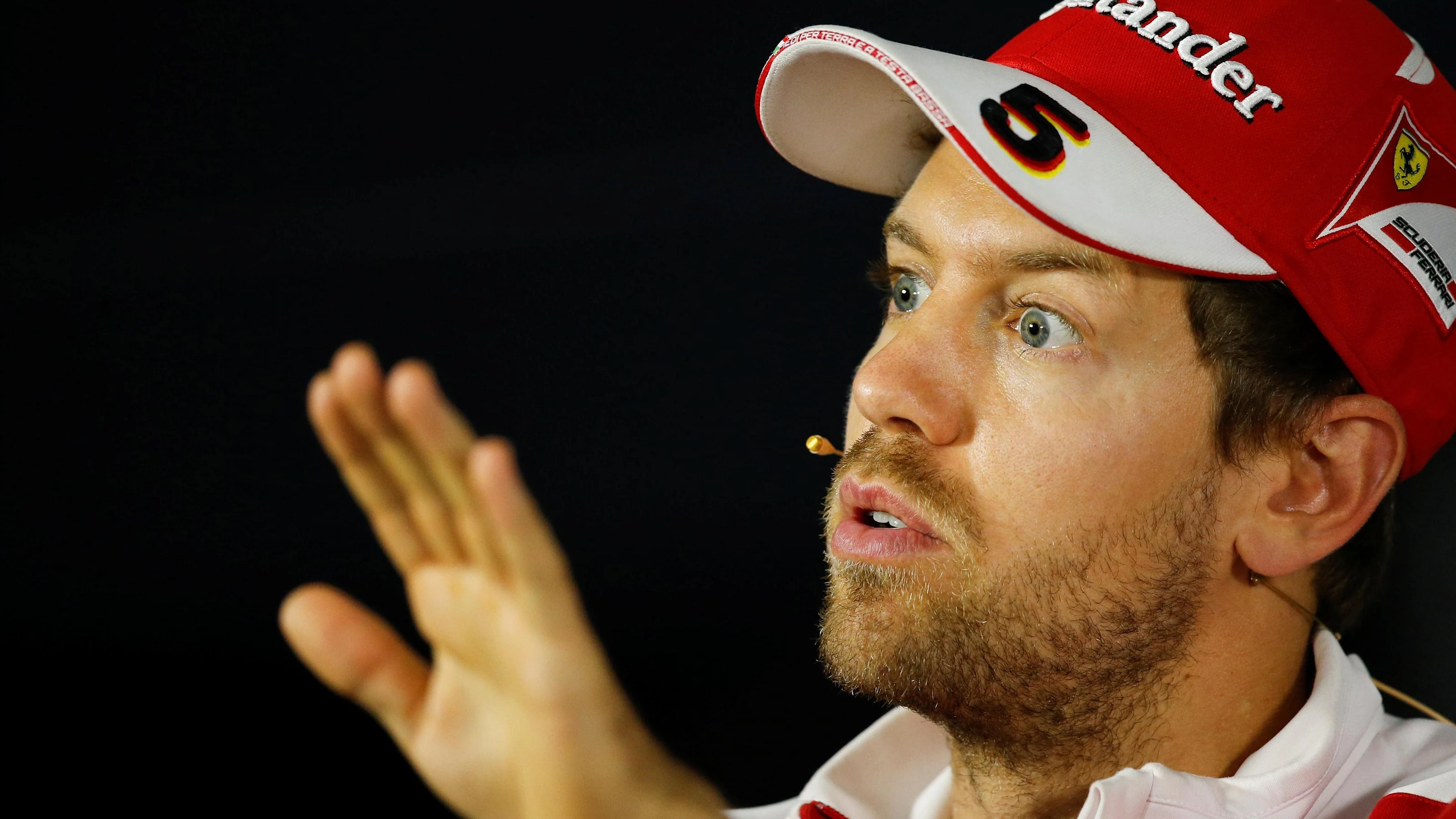 Sebastian Vettel (GER) Ferrari in the Press Conference at Formula One World Championship, Rd8,