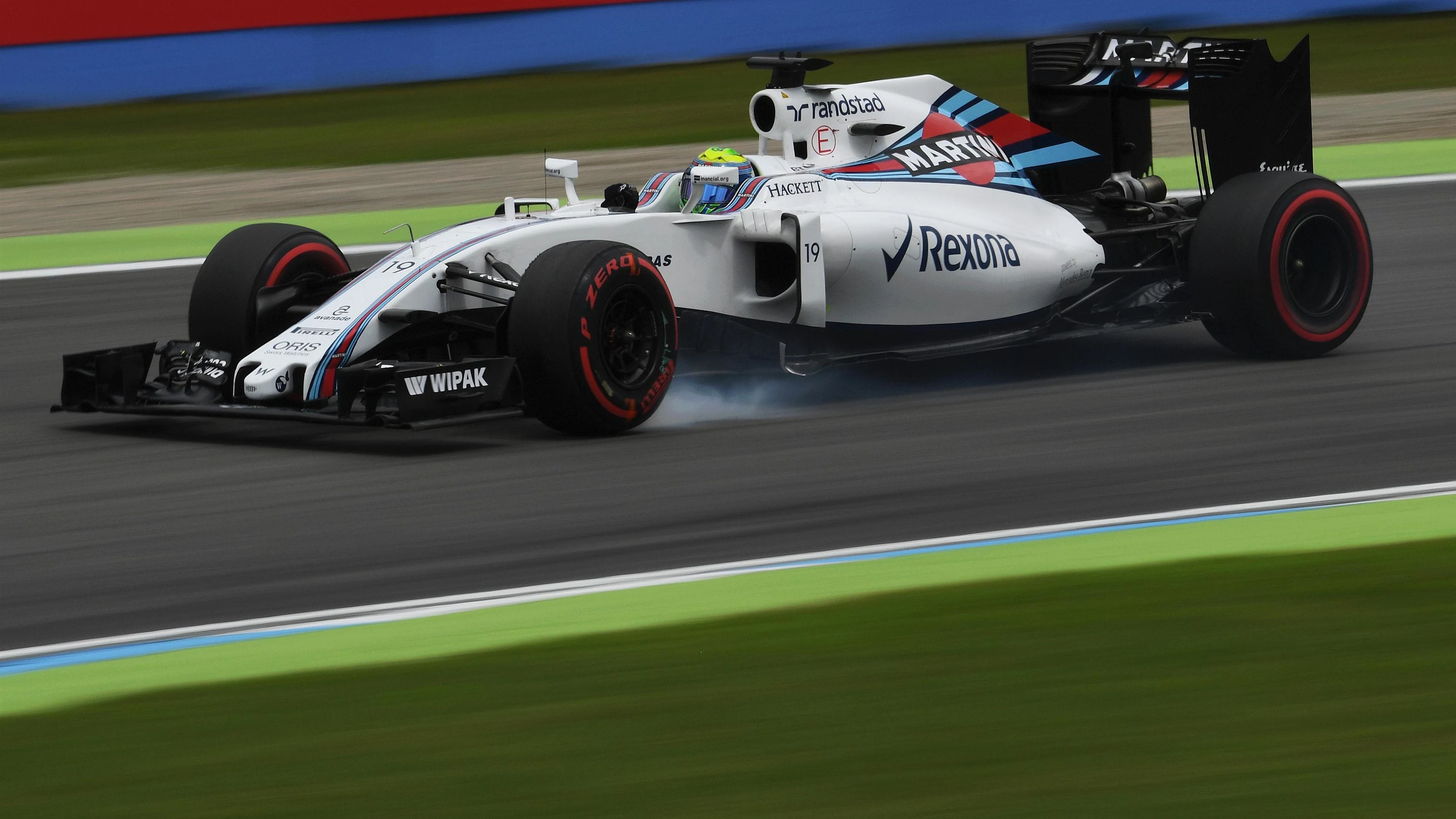 Felipe Massa (BRA) Williams FW38 locks up at Formula One World Championship, Rd12, German Grand