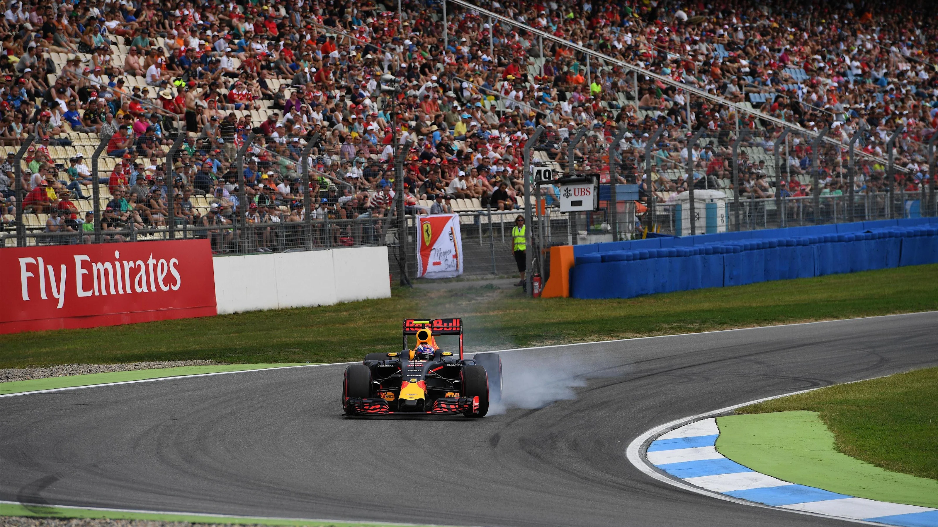 Max Verstappen (NED) Red Bull Racing RB12 locks up at Formula One World Championship, Rd12, German