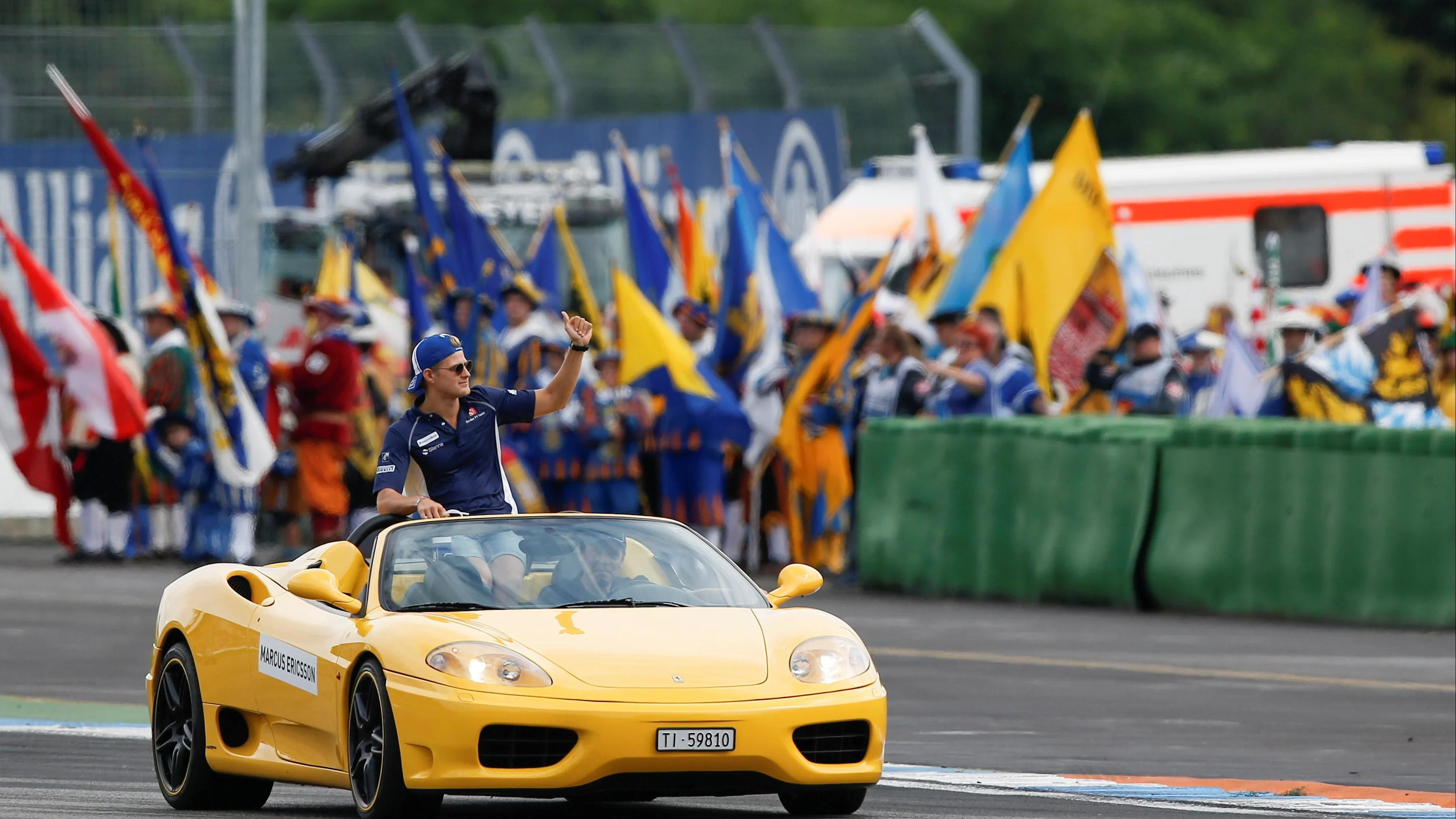 Marcus Ericsson (SWE) Sauber on the drivers parade at Formula One World Championship, Rd12, German