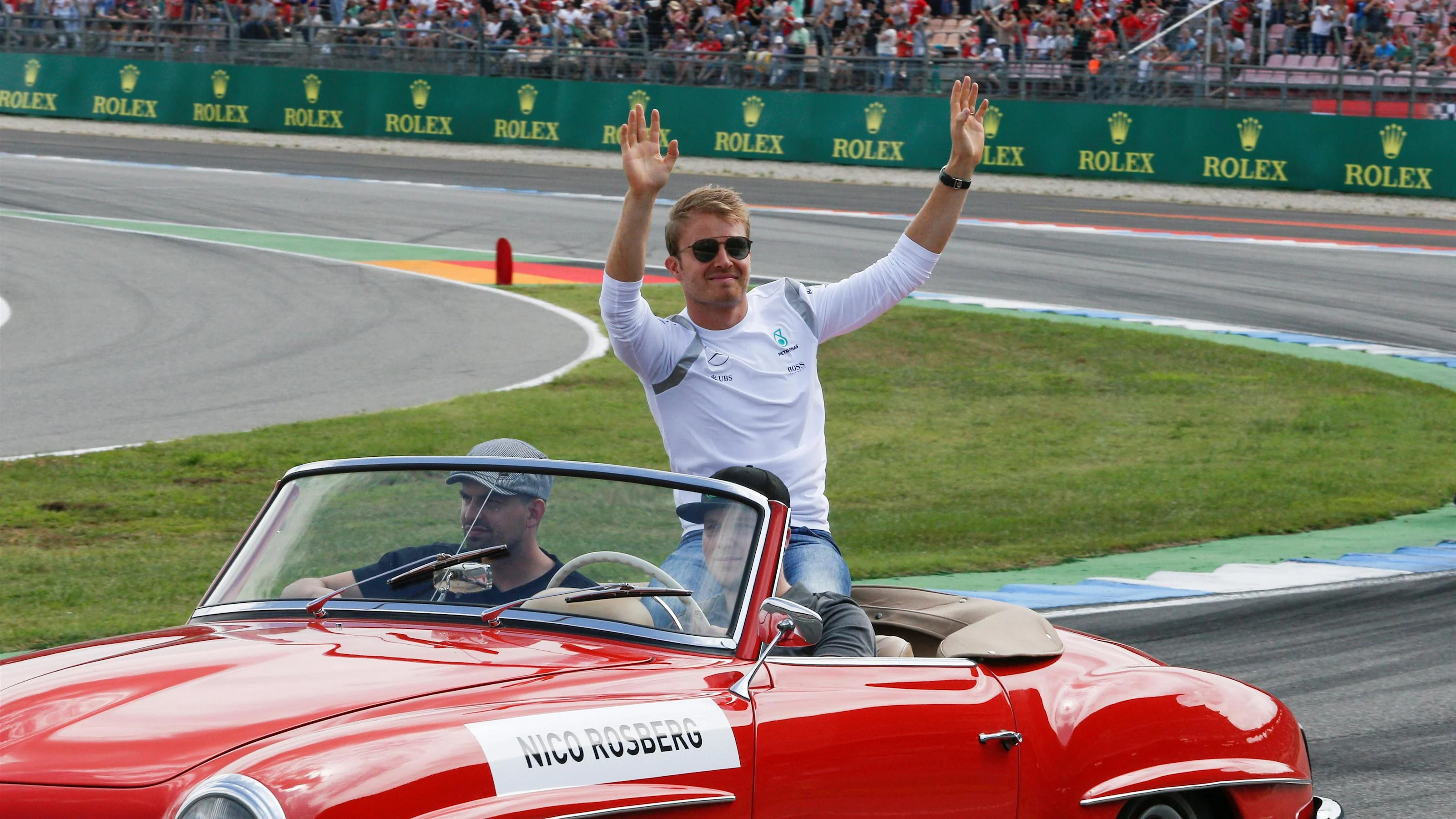 Nico Rosberg (GER) Mercedes AMG F1 on the drivers parade at Formula One World Championship, Rd12,