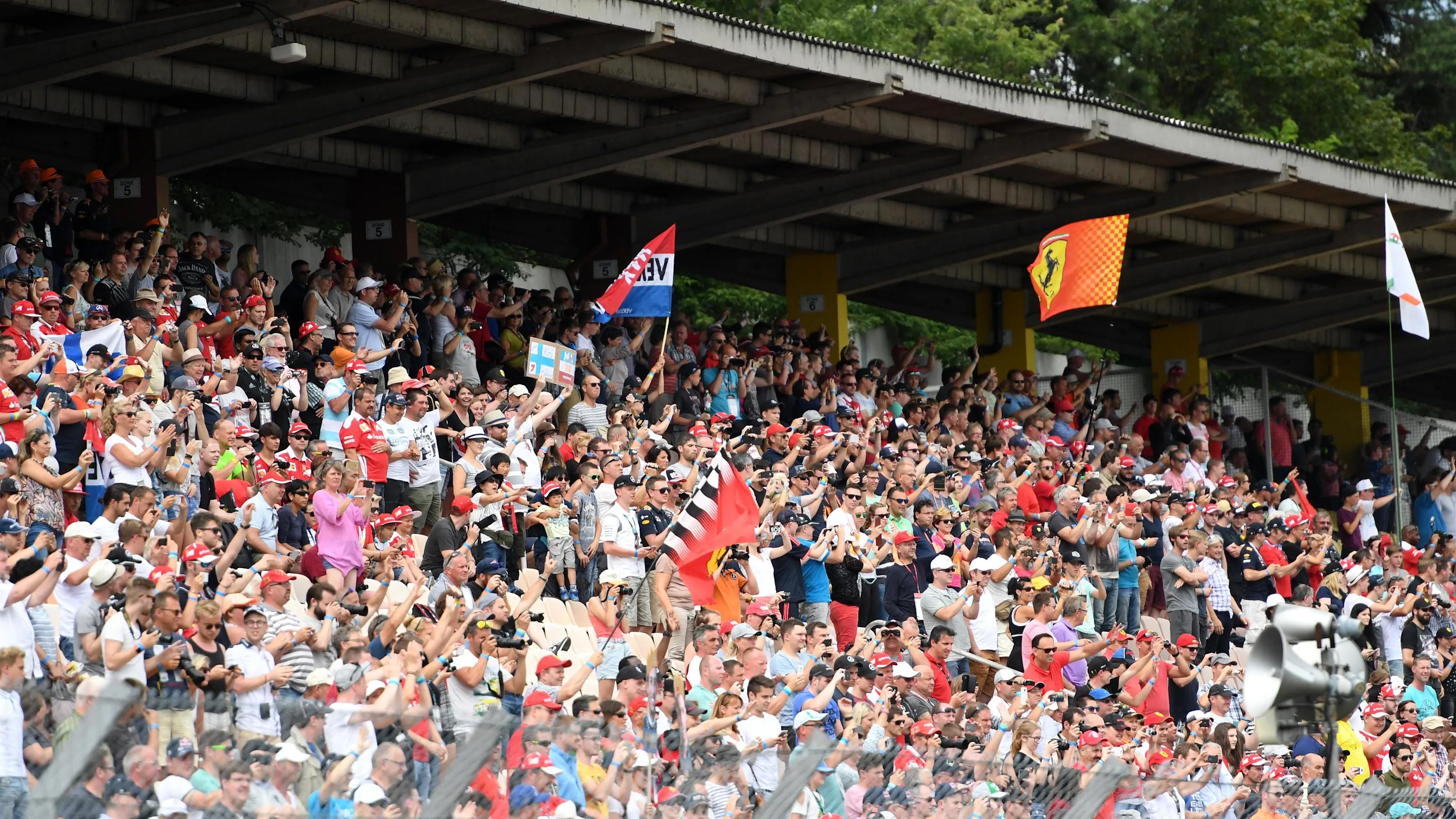 Fans at Formula One World Championship, Rd12, German Grand Prix, Race, Hockenheim, Germany, Sunday