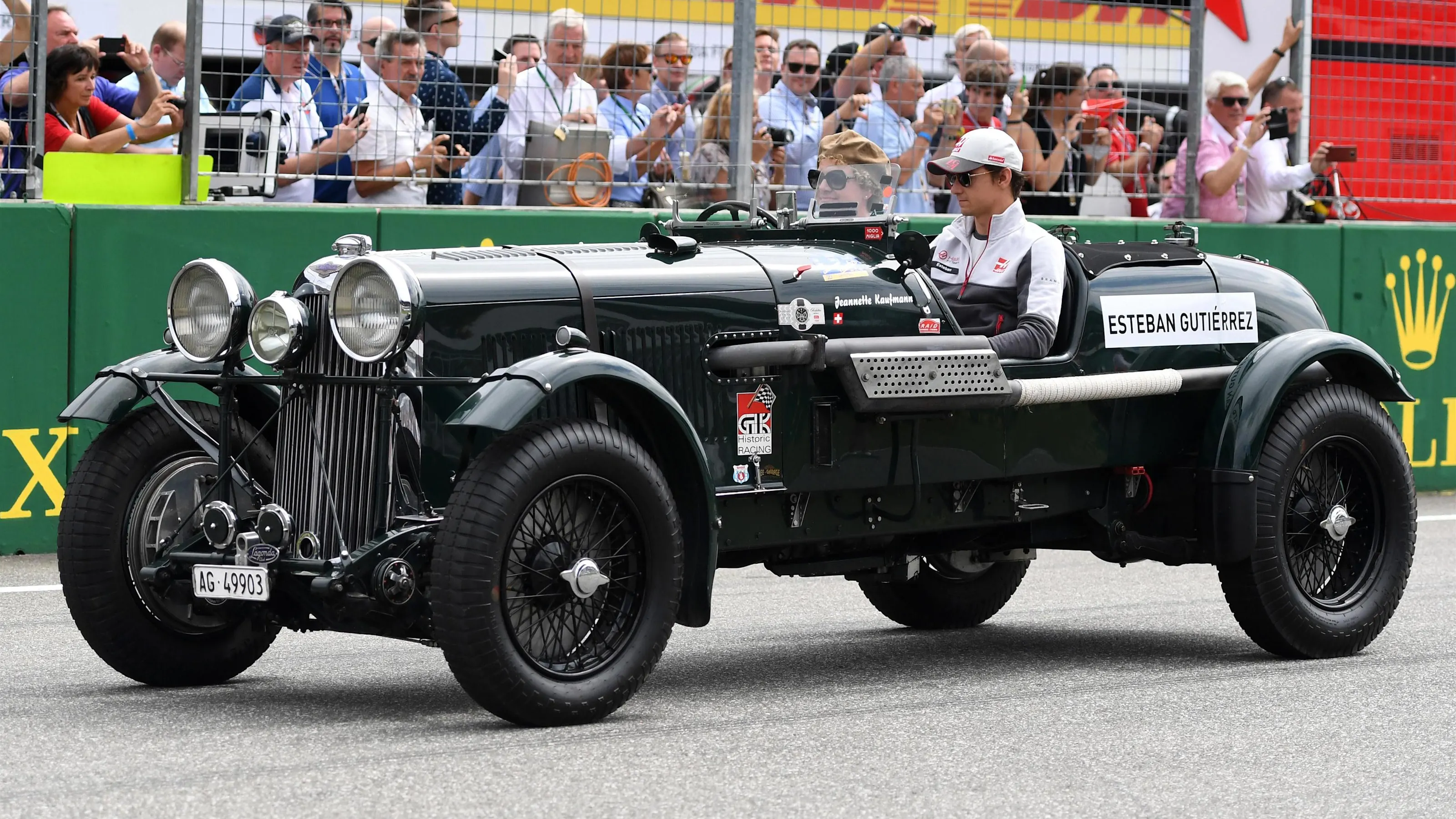 Esteban Gutierrez (MEX) Haas F1 on the drivers parade at Formula One World Championship, Rd12,