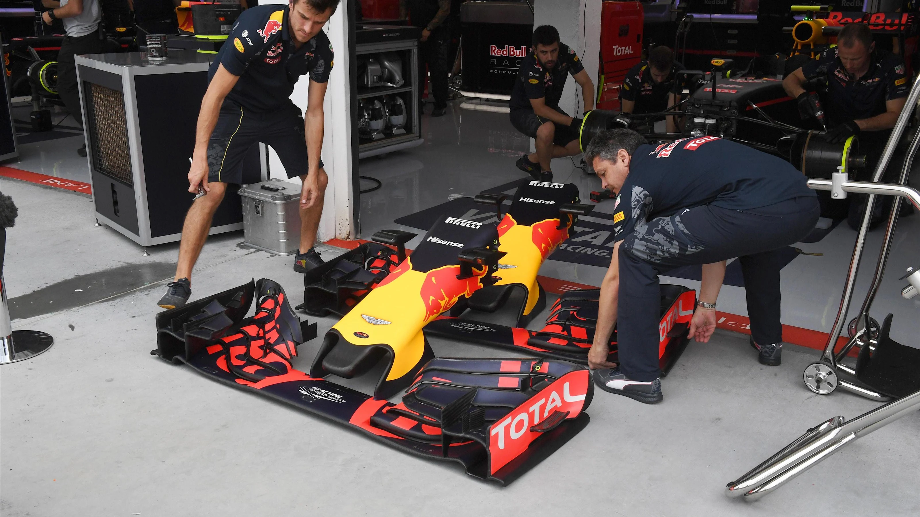 Red Bull Racing RB12 nose and front wing at Formula One World Championship, Rd11, Practice,