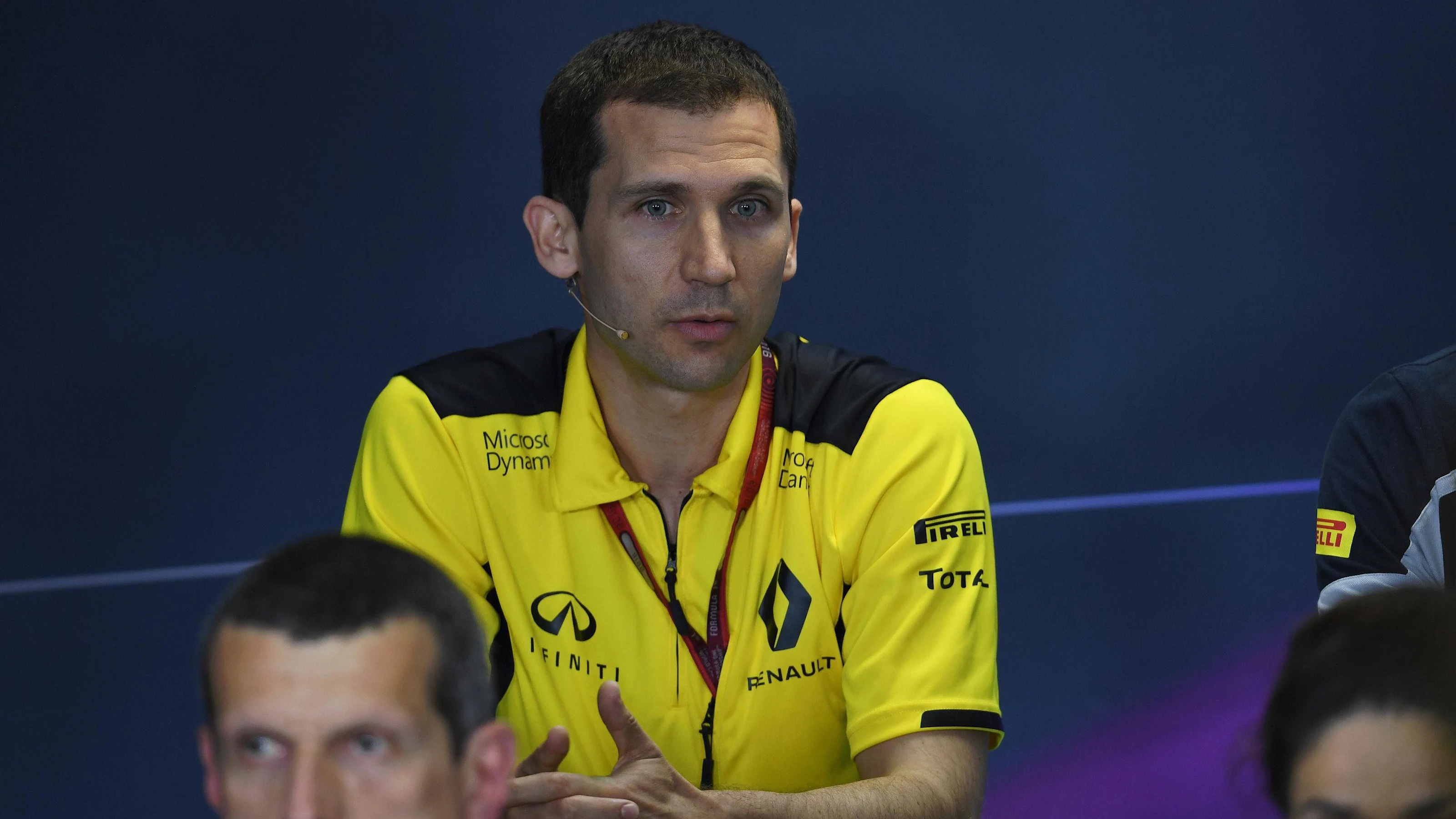 Remi Taffin (FRA) Head of Renault Sport F1 Track Operations in the Press Conference at Formula One
