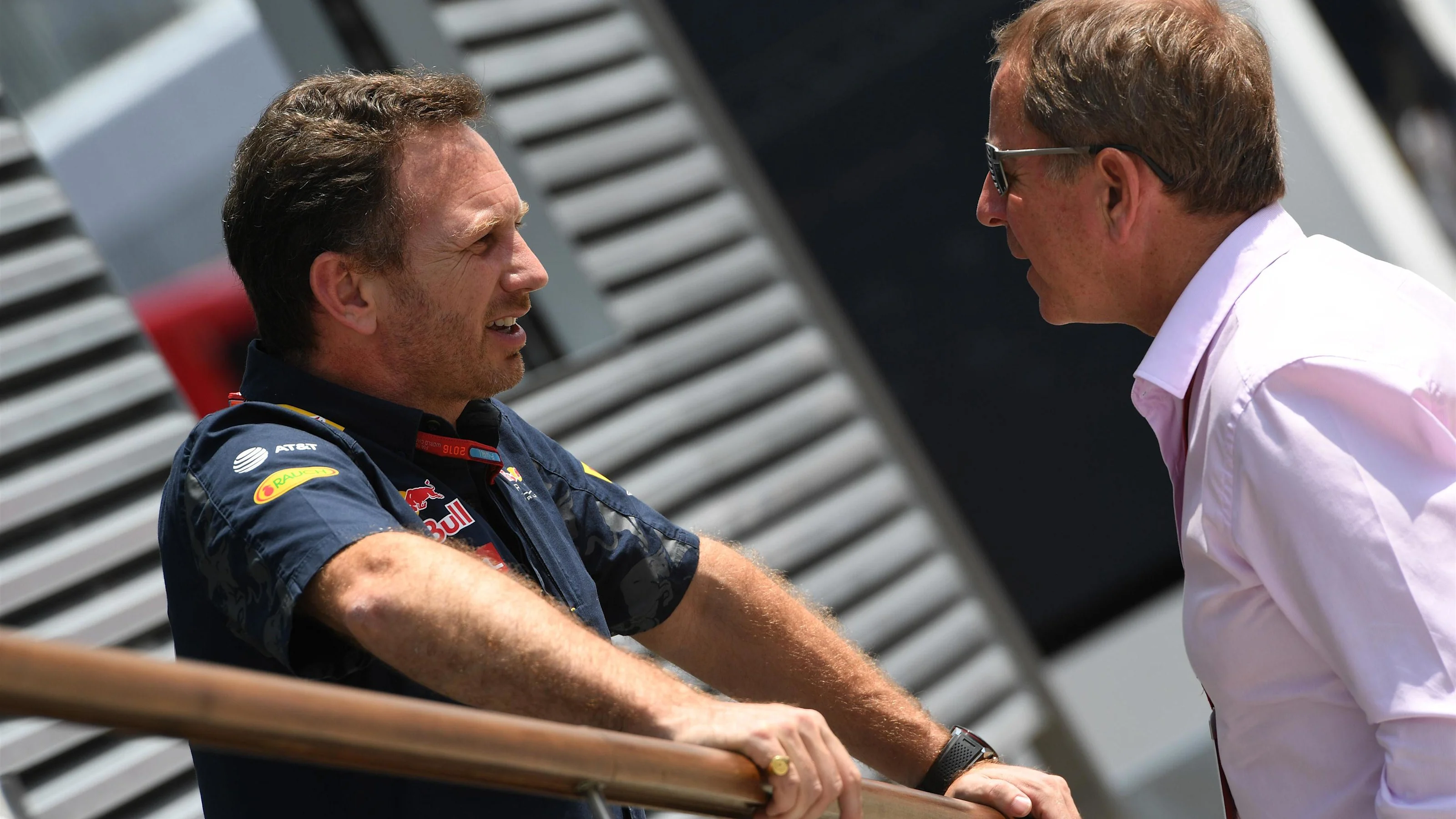 Christian Horner (GBR) Red Bull Racing Team Principal and Martin Brundle (GBR) Sky TV at Formula