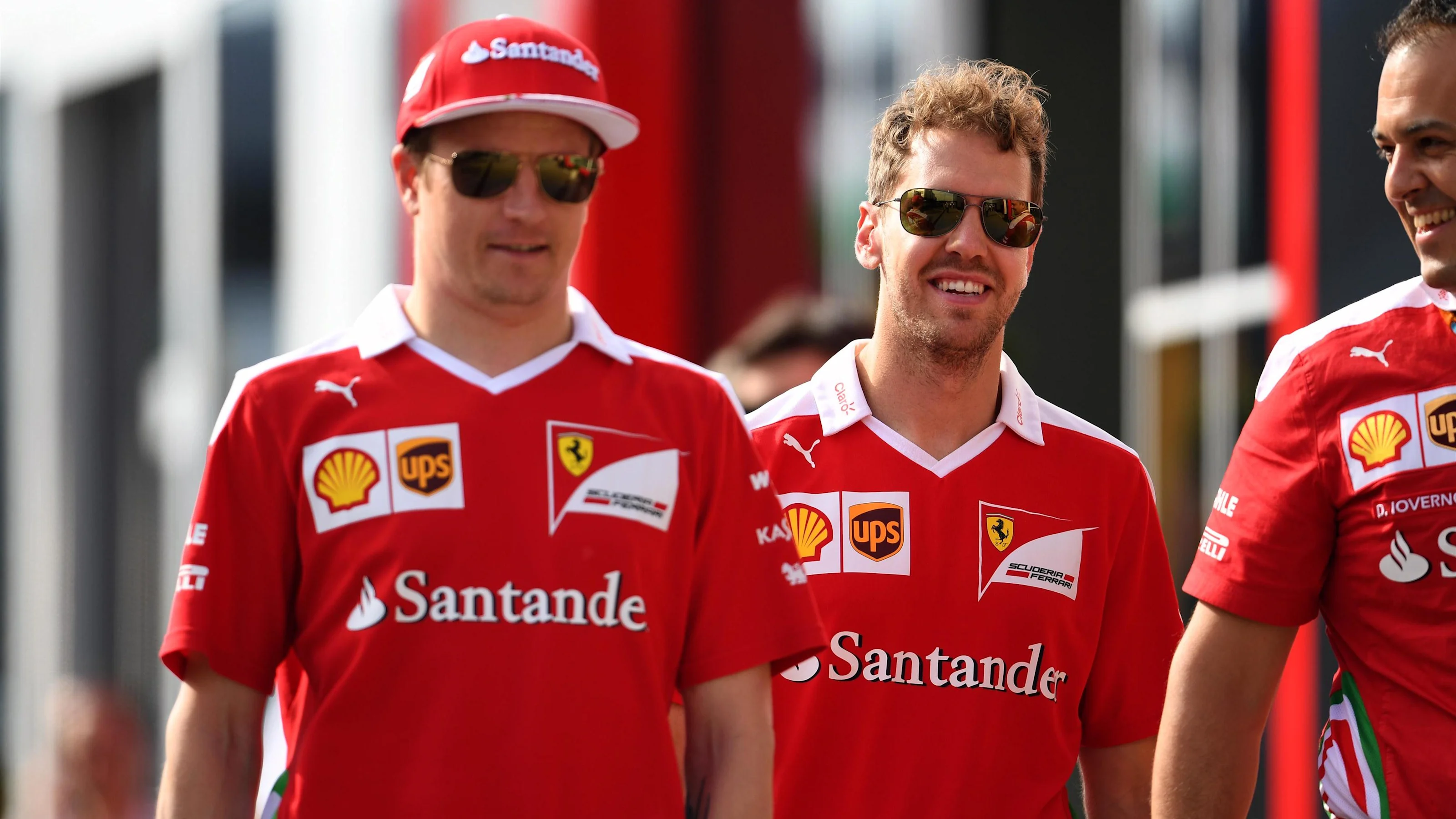 Kimi Raikkonen (FIN) Ferrari and Sebastian Vettel (GER) Ferrari at Formula One World Championship,