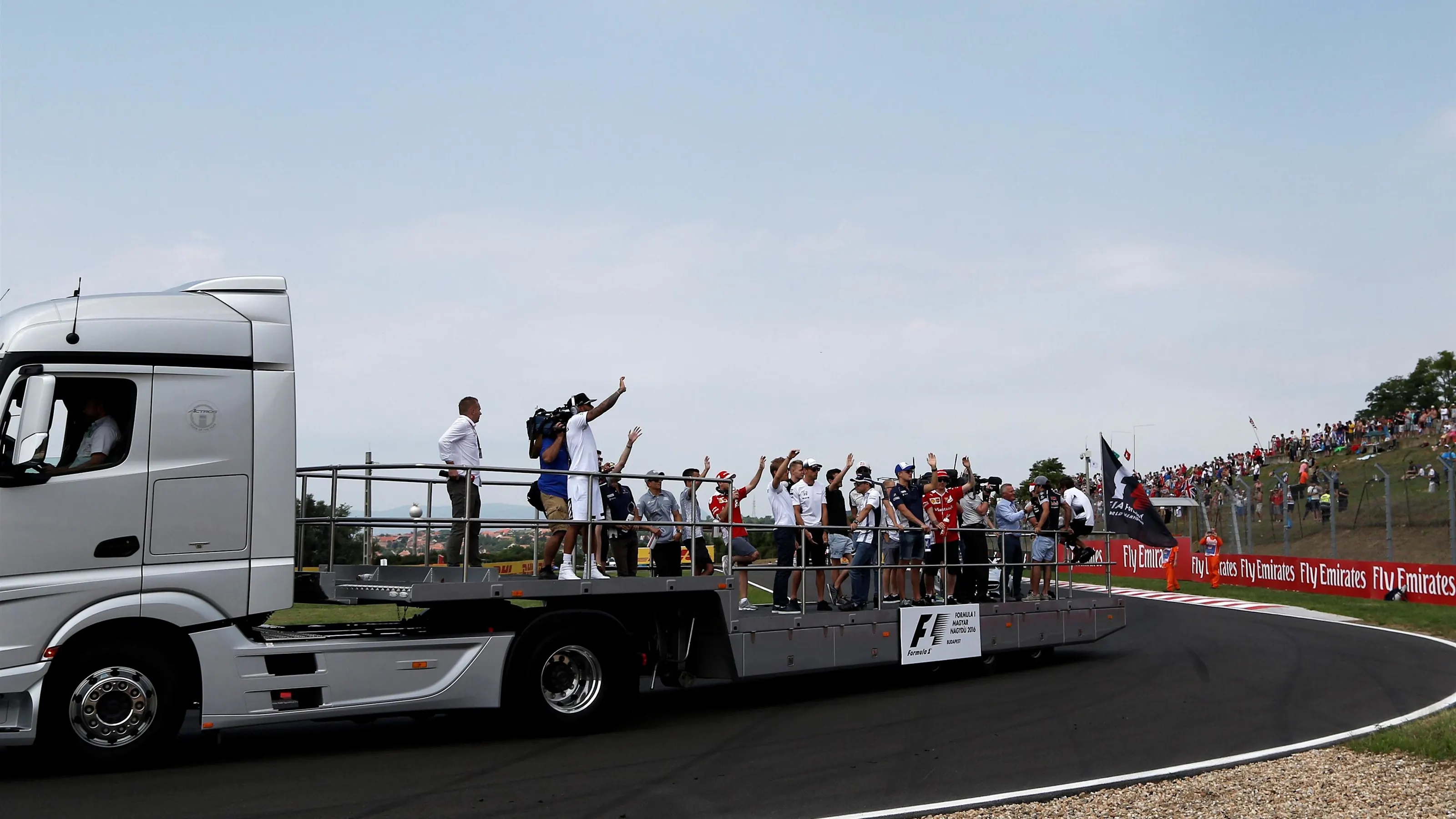 Drivers parade at Formula One World Championship, Rd11, Hungarian Grand Prix, Race, Hungaroring,