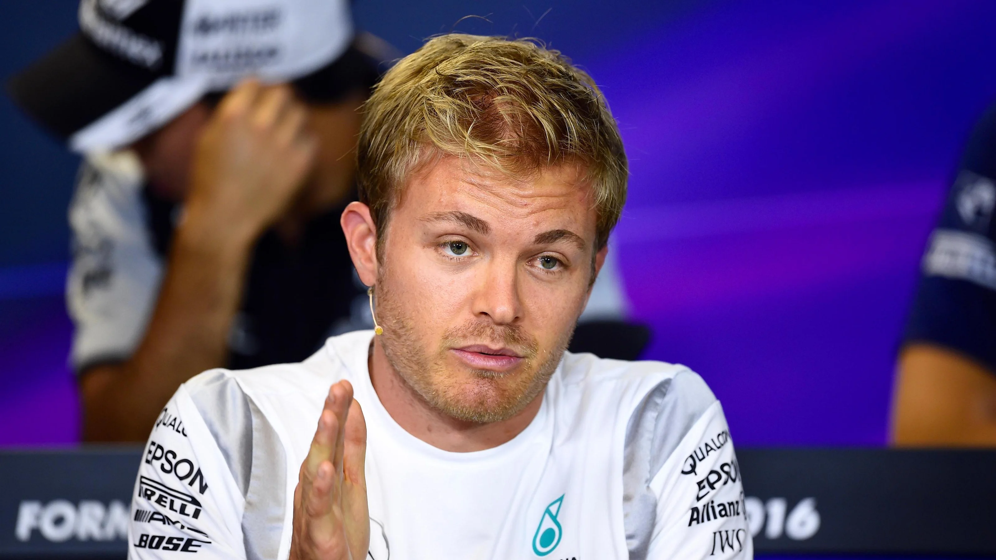 Nico Rosberg (GER) Mercedes AMG F1 in the Press Conference at Formula One World Championship, Rd11,
