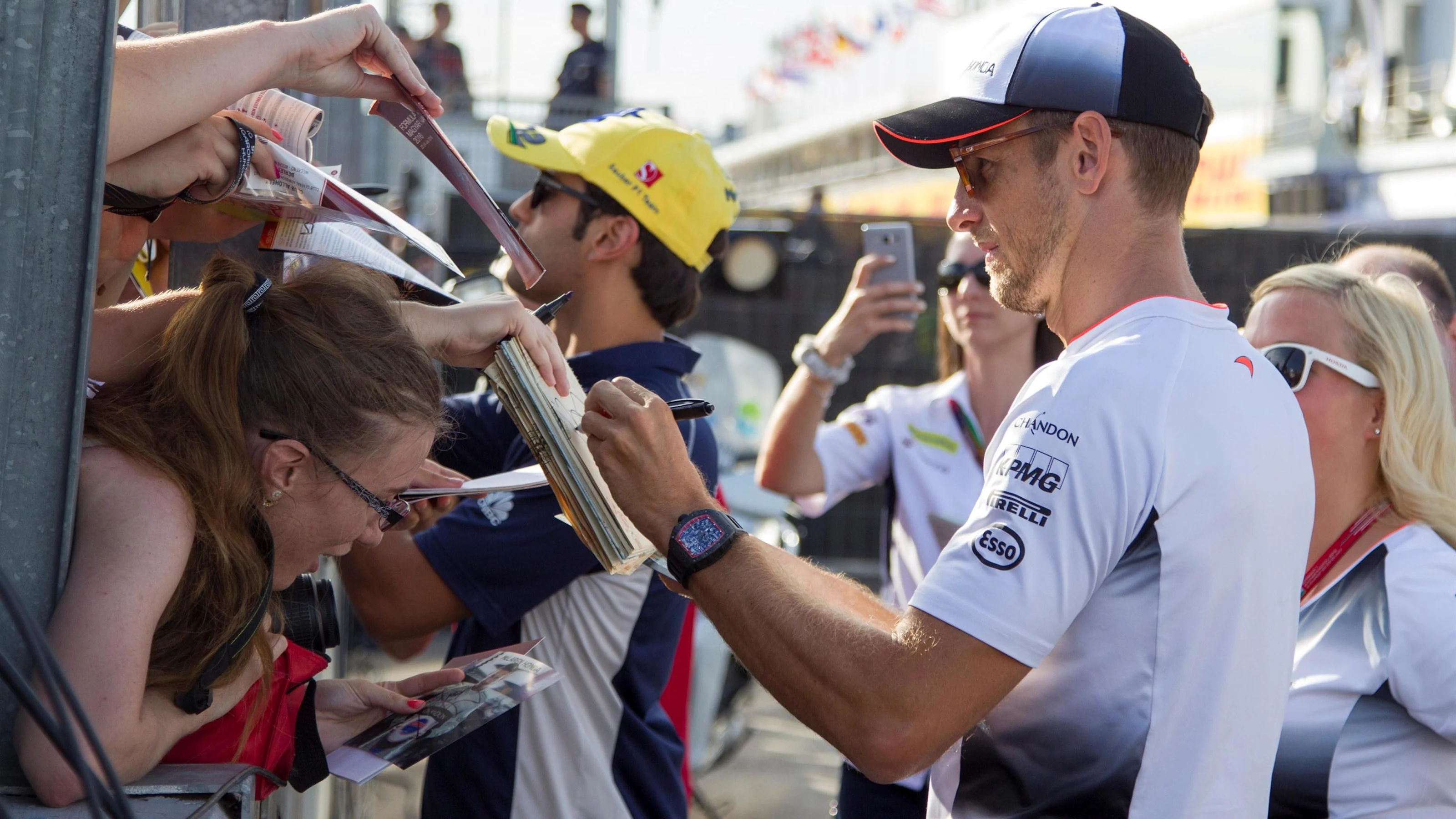 Jenson Button (GBR) McLaren signs autographs for the fans at Formula One World Championship, Rd11,