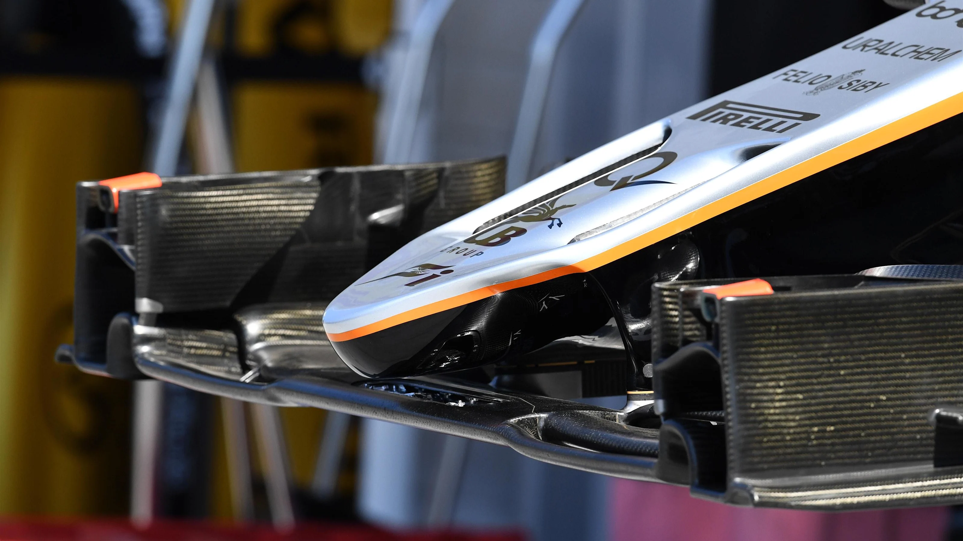 Force India VJM09 nose detail at Formula One World Championship, Rd11, Preparations, Hungaroring,