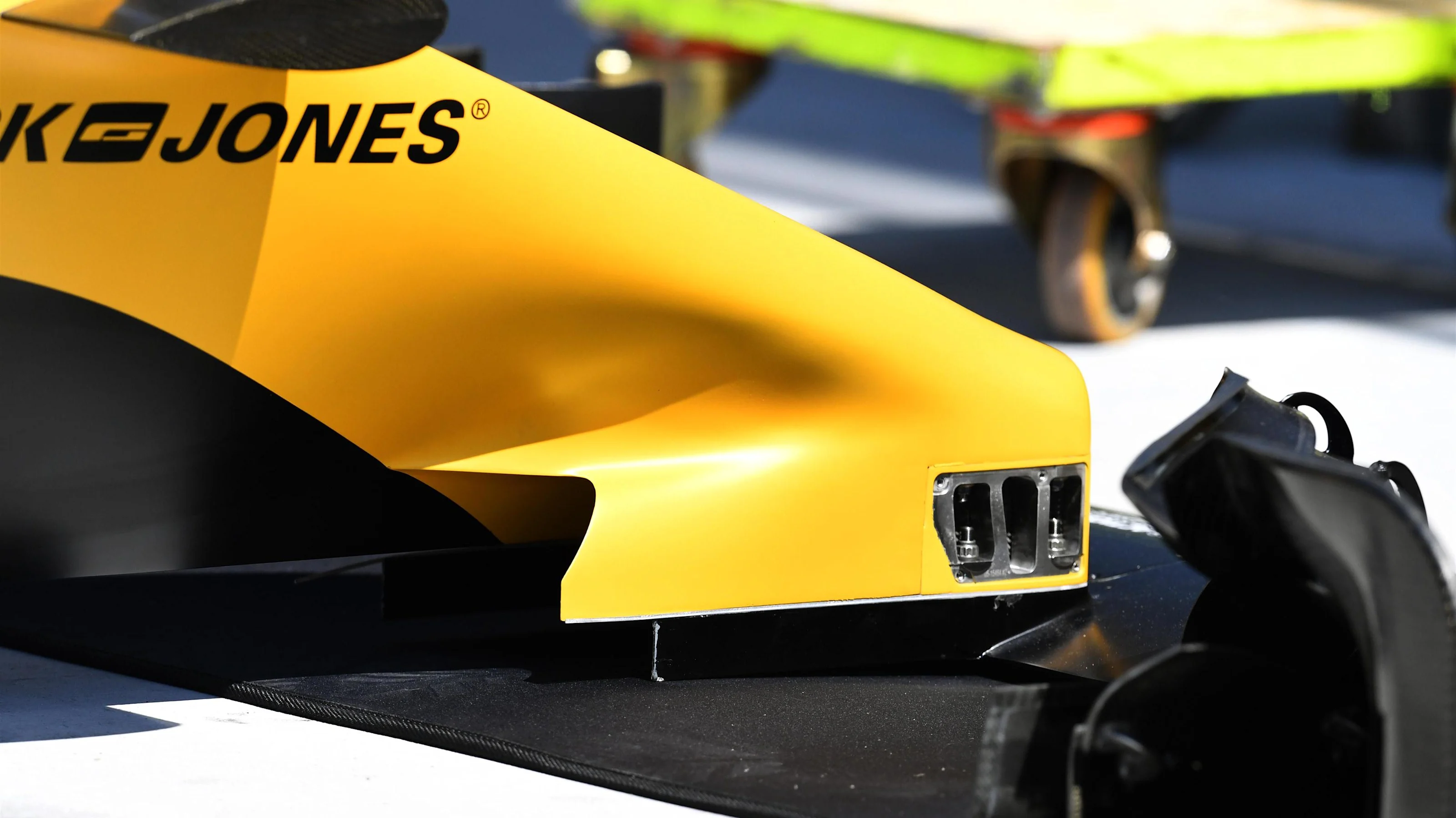 Renault Sport F1 Team RS16 nose and front wing detail at Formula One World Championship, Rd11,