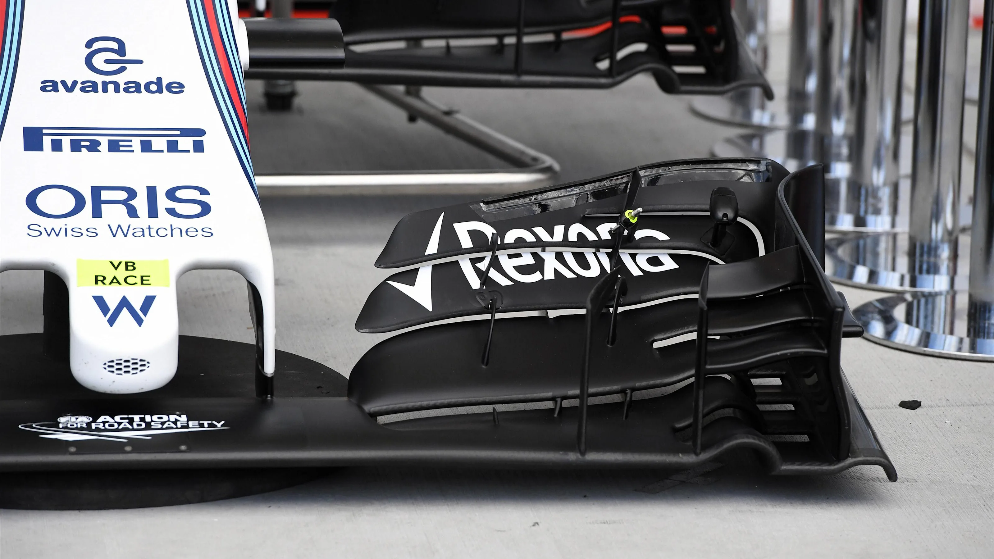Williams FW38 front wing detail at Formula One World Championship, Rd11, Preparations, Hungaroring,