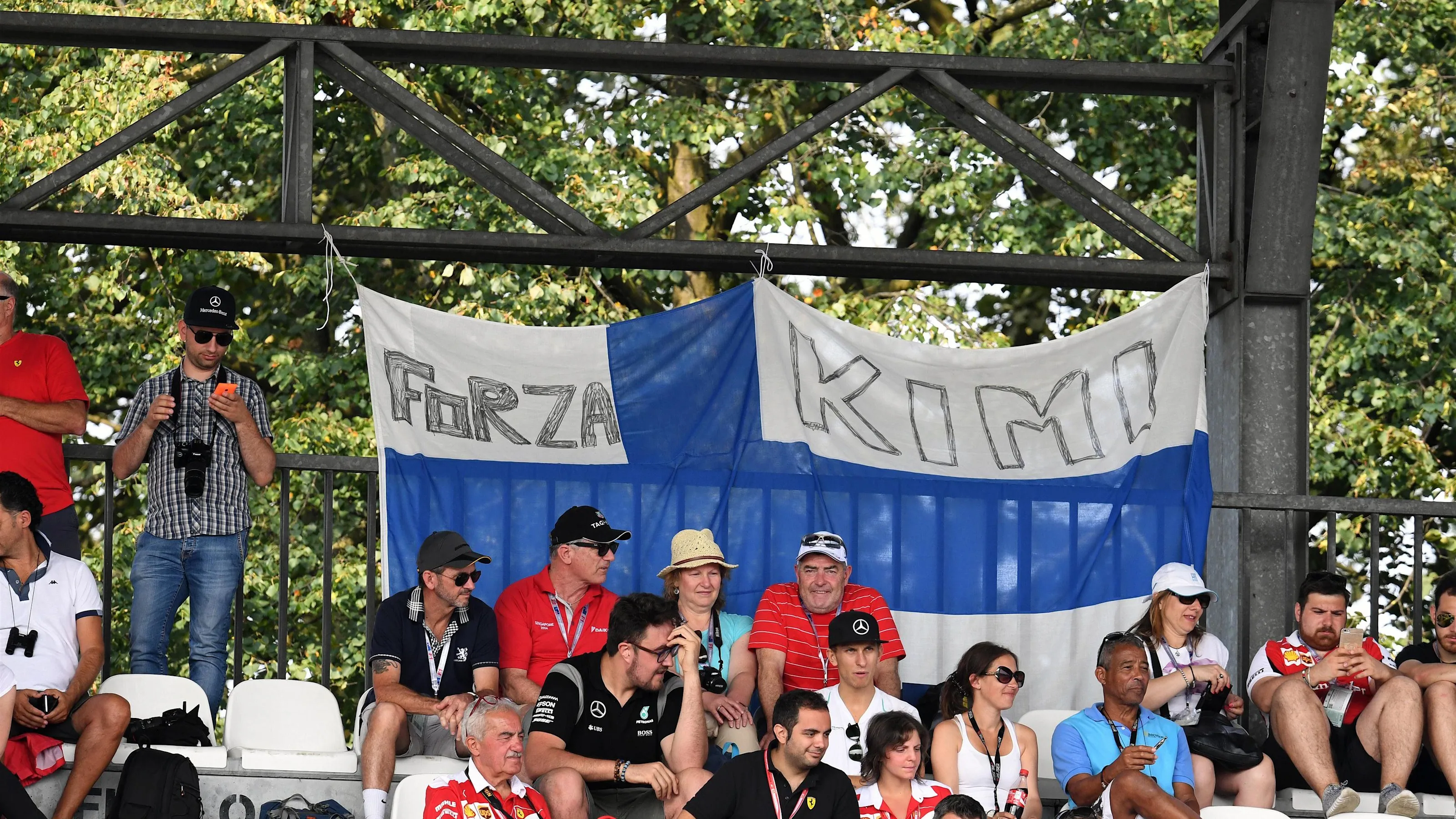 Kimi Raikkonen (FIN) Ferrari fans and banner at Formula One World Championship, Rd14, Italian Grand