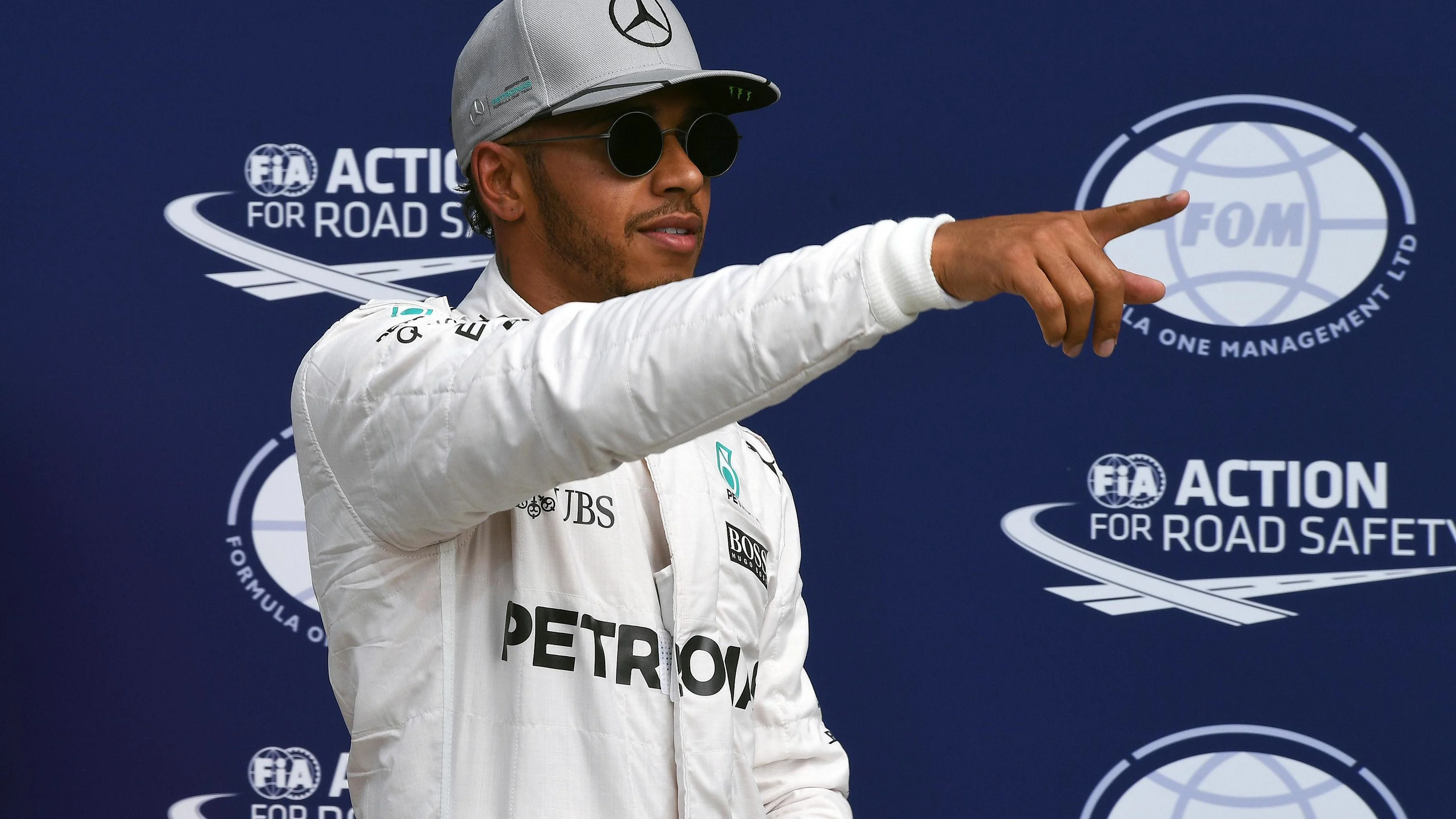 POle sitter Lewis Hamilton (GBR) Mercedes AMG F1 celebrates in parc ferme at Formula One World