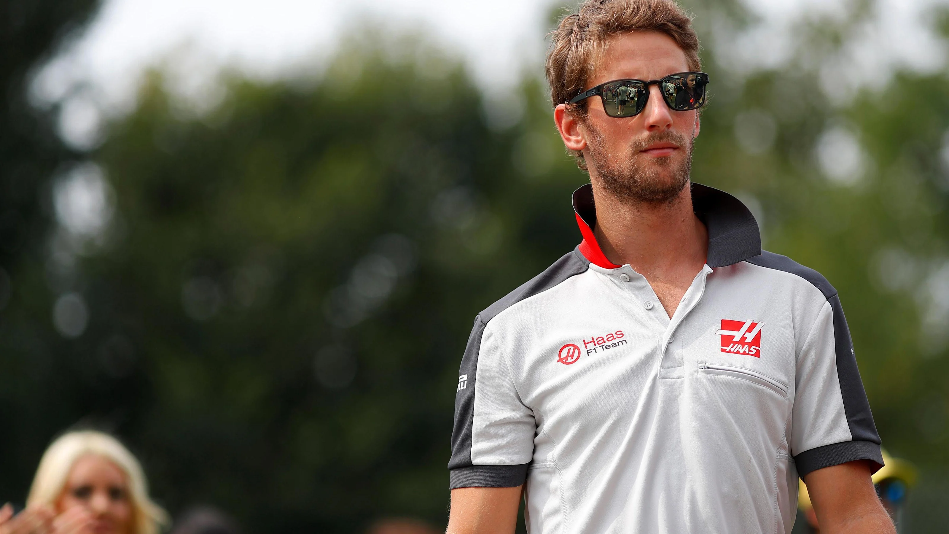 Romain Grosjean (FRA) Haas F1 on the drivers parade at Formula One World Championship, Rd14,