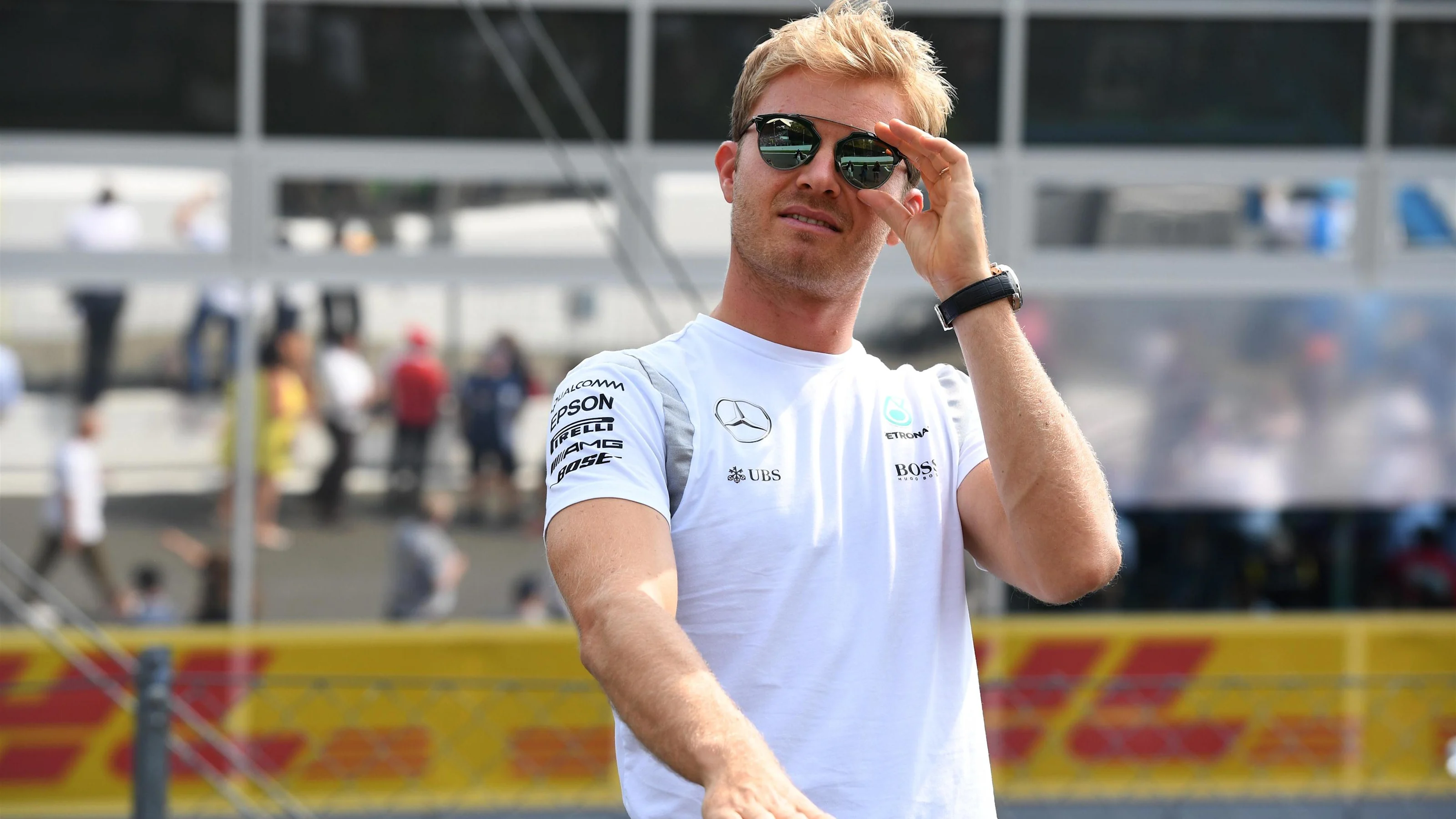 Nico Rosberg (GER) Mercedes AMG F1 on the drivers parade at Formula One World Championship, Rd14,