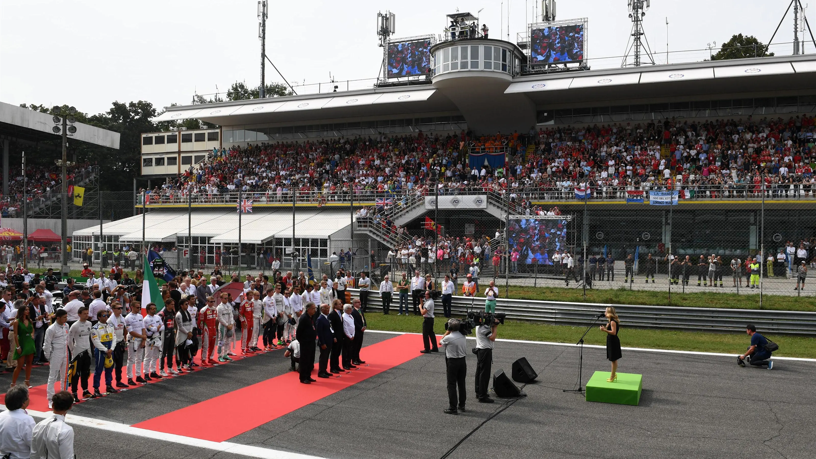 National Anthem is observed on the grid at Formula One World Championship, Rd14, Italian Grand