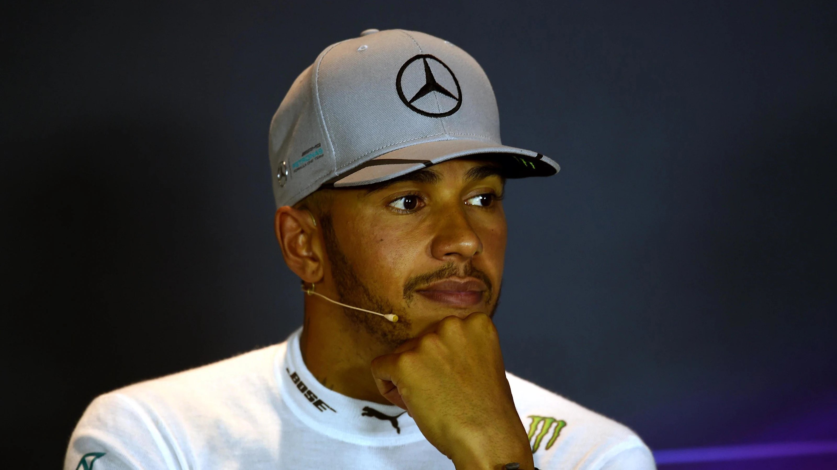 Lewis Hamilton (GBR) Mercedes AMG F1 in the Press Conference at Formula One World Championship,