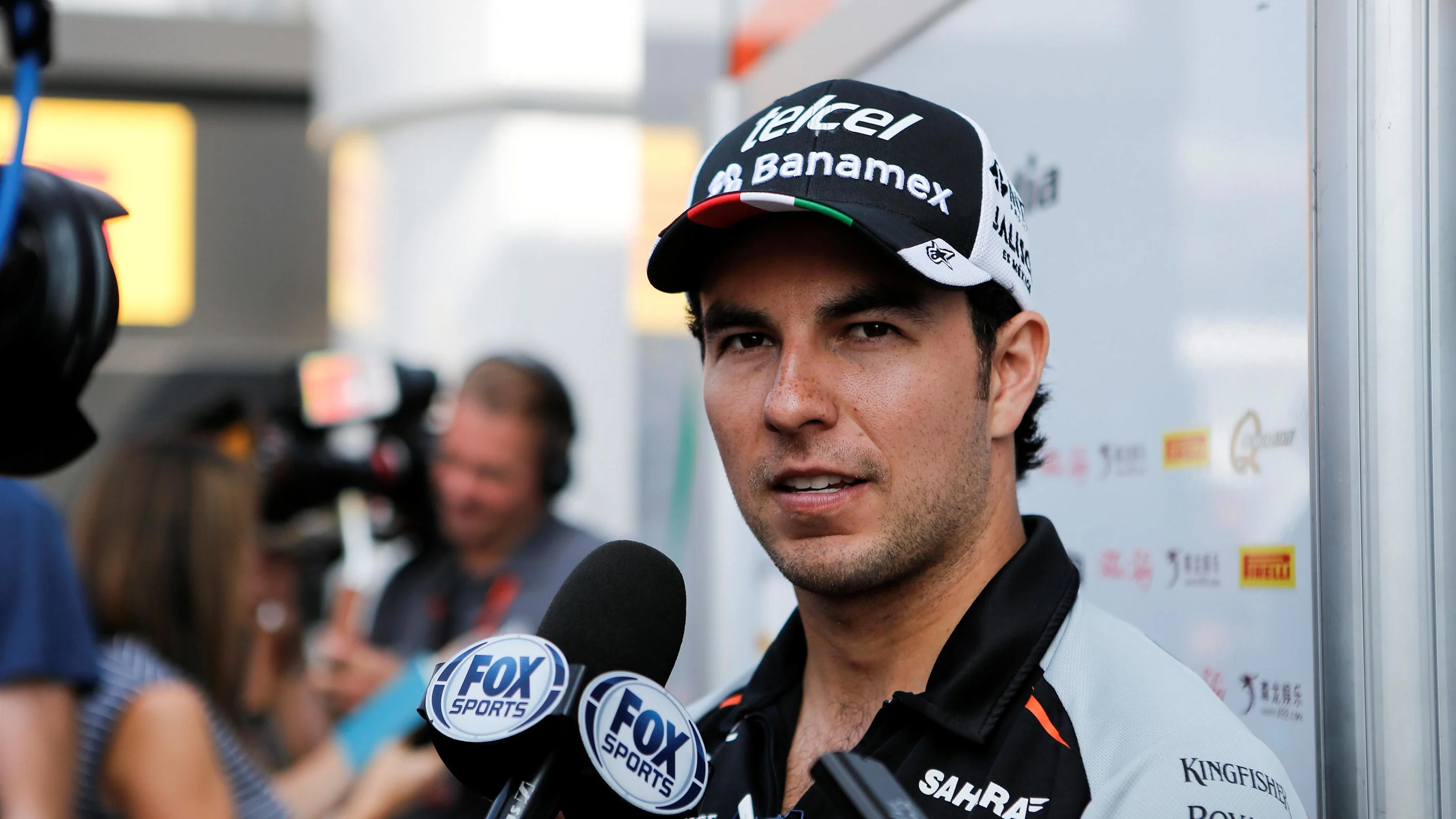 Sergio Perez (MEX) Force India talks to the media at Formula One World Championship, Rd14, Italian