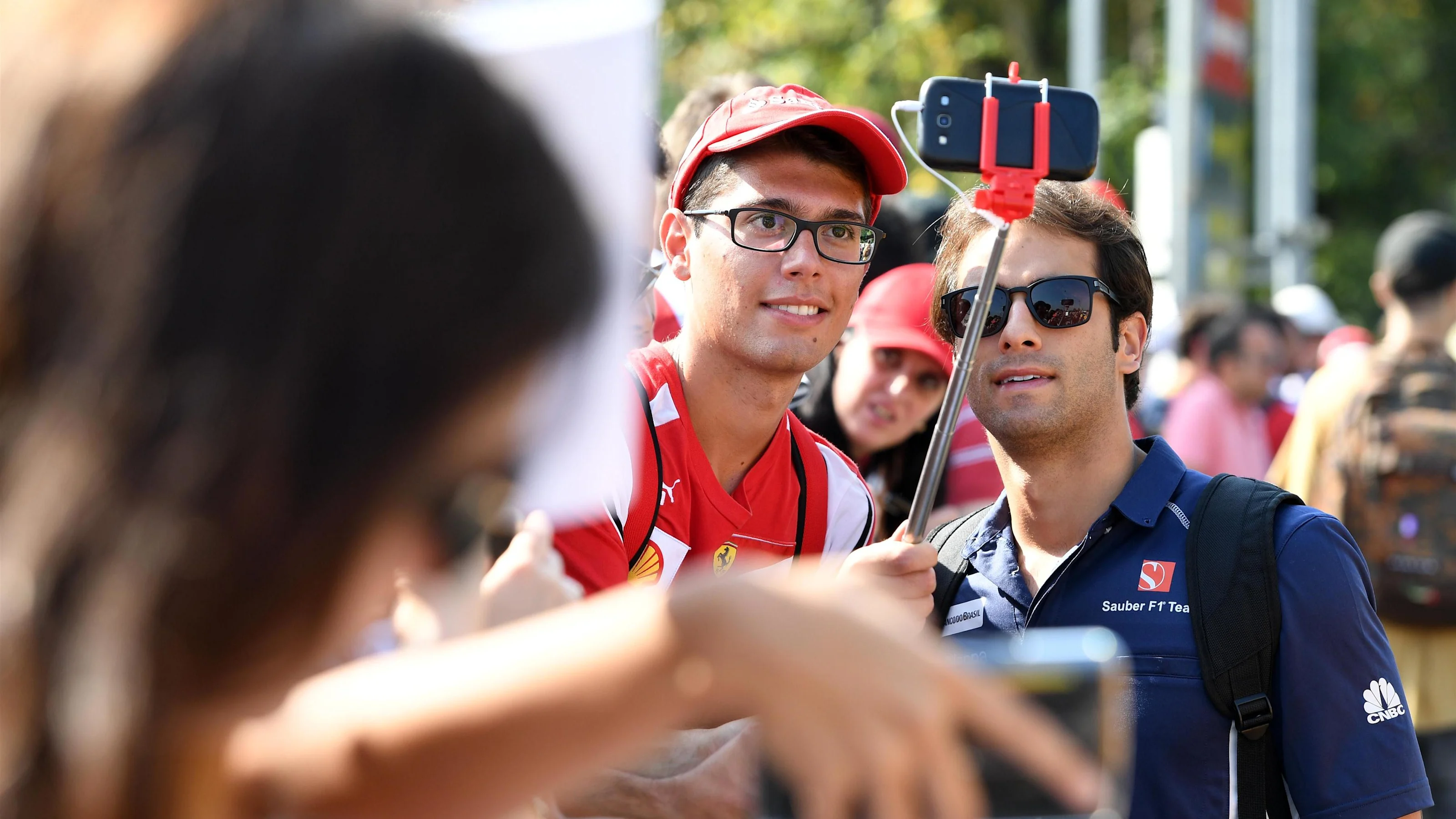 Felipe Nasr (BRA) Sauber fan selfie at Formula One World Championship, Rd14, Italian Grand Prix,
