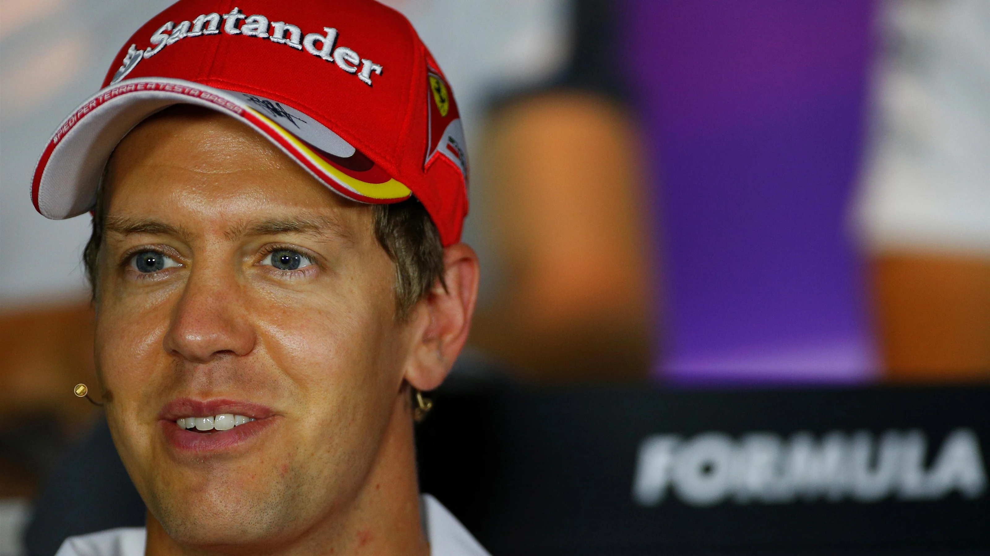 Sebastian Vettel (GER) Ferrari in the Press Conference at Formula One World Championship, Rd14,
