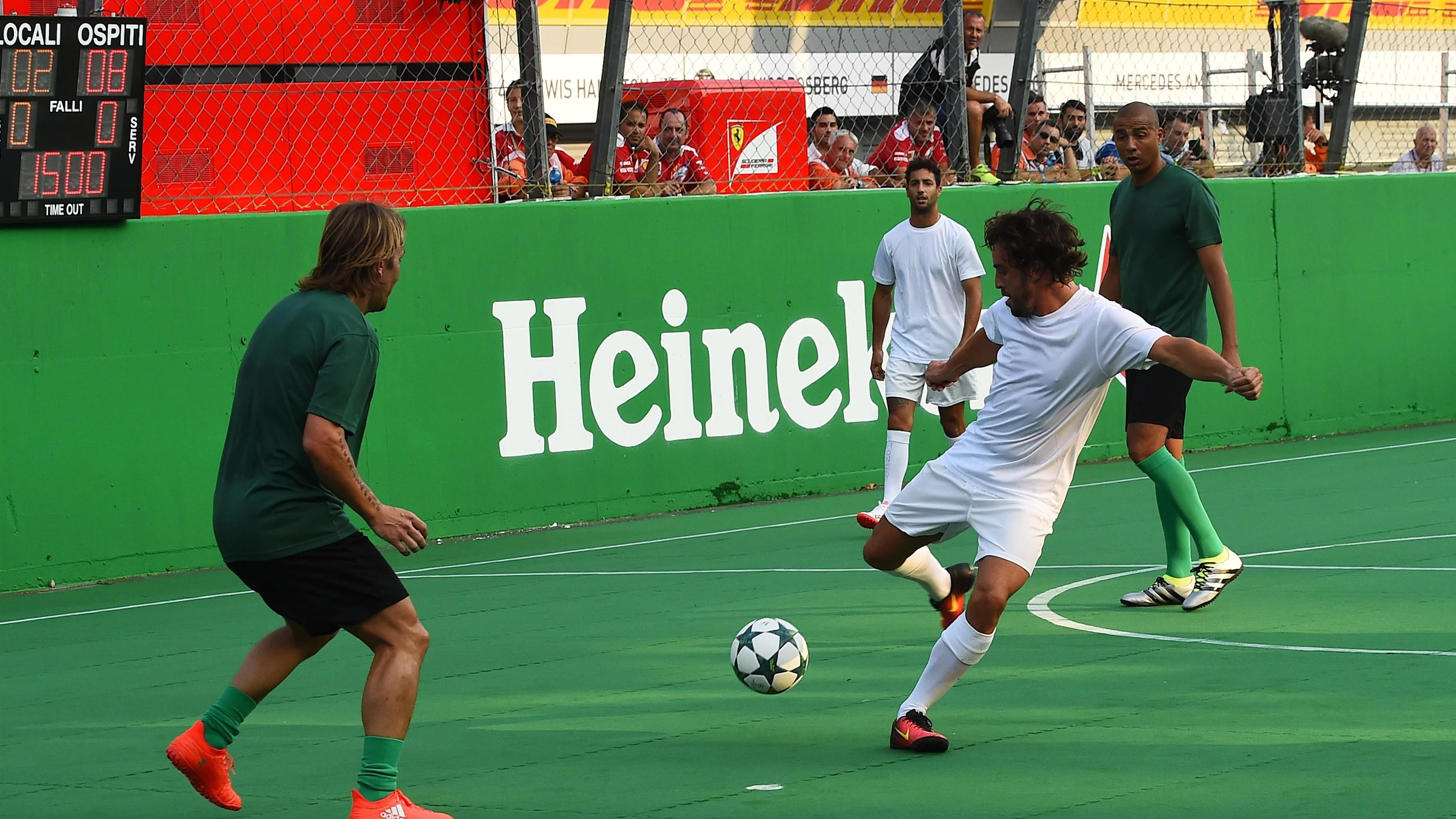 Fernando Alonso (ESP) McLaren with Michel Salgado (ESP) and David Trezeguet (FRA) at the Heineken