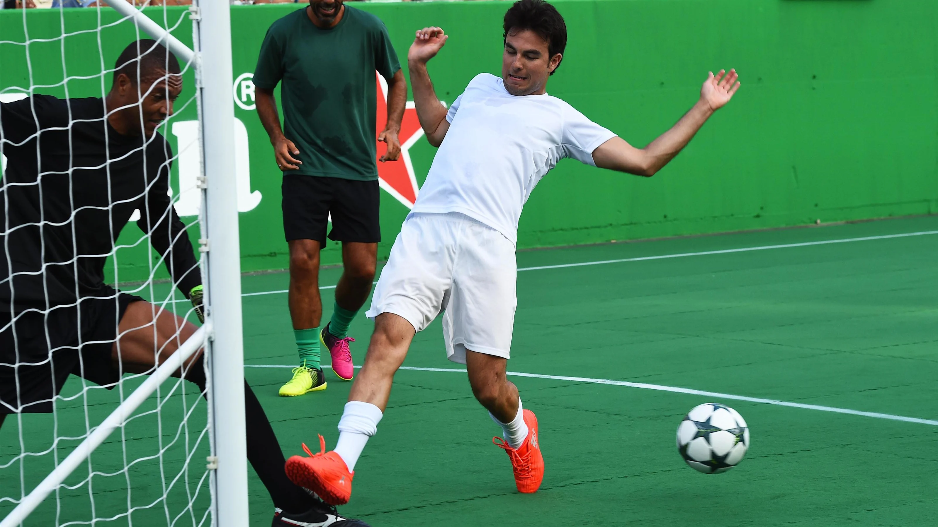 Sergio Perez (MEX) Force India at the Heineken Champions Of The Grid 5-A-Side Charity Football
