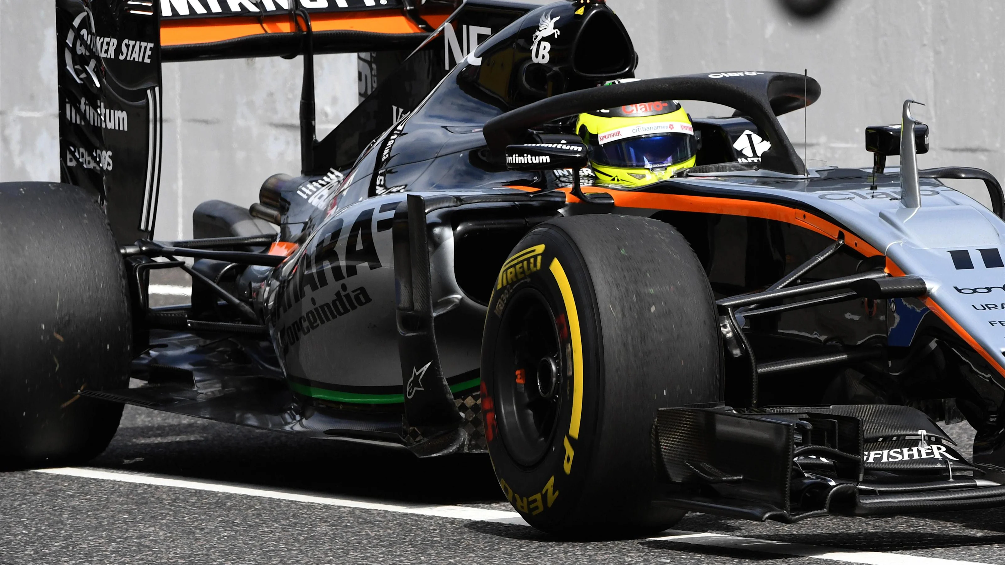 Sergio Perez (MEX) Force India VJM09 with halo at Formula One World Championship, Rd17, Japanese