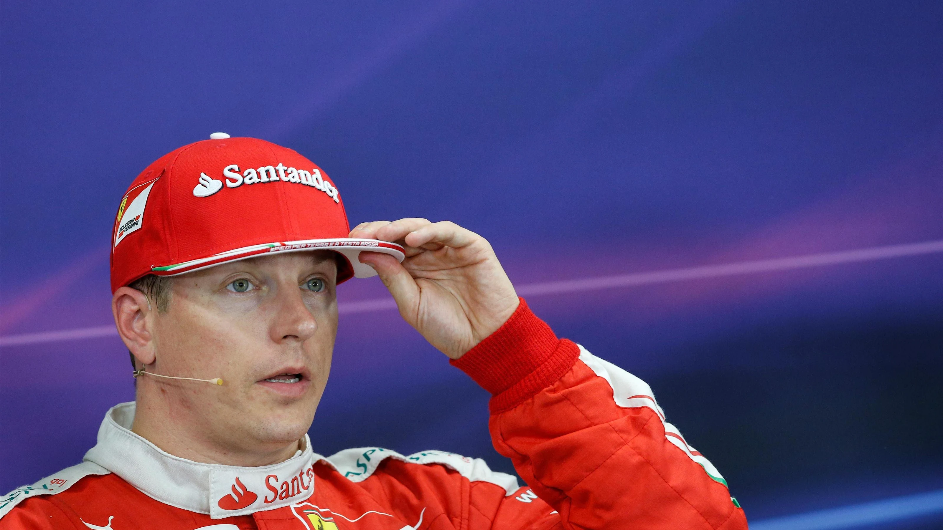 Kimi Raikkonen (FIN) Ferrari in the Press Conference at Formula One World Championship, Rd17,