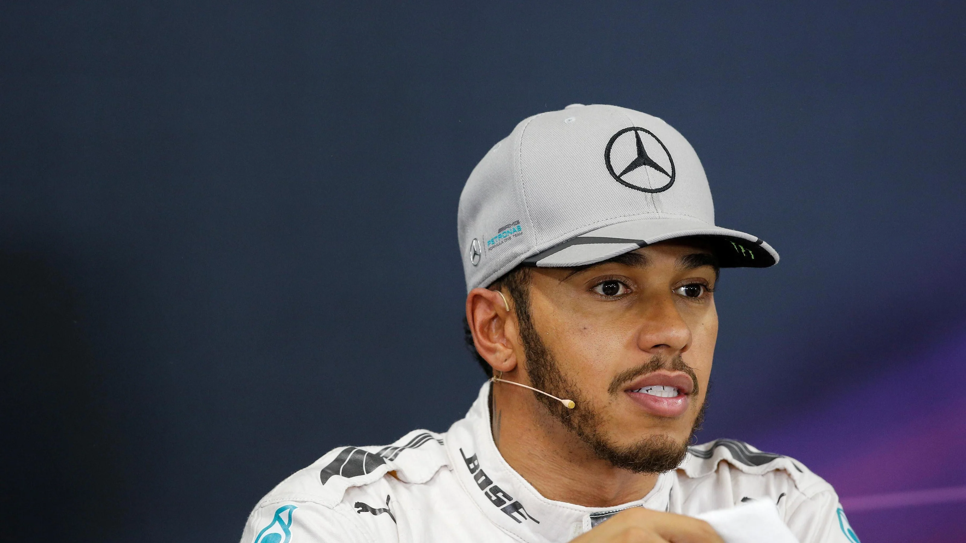 Lewis Hamilton (GBR) Mercedes AMG F1 in the Press Conference at Formula One World Championship,