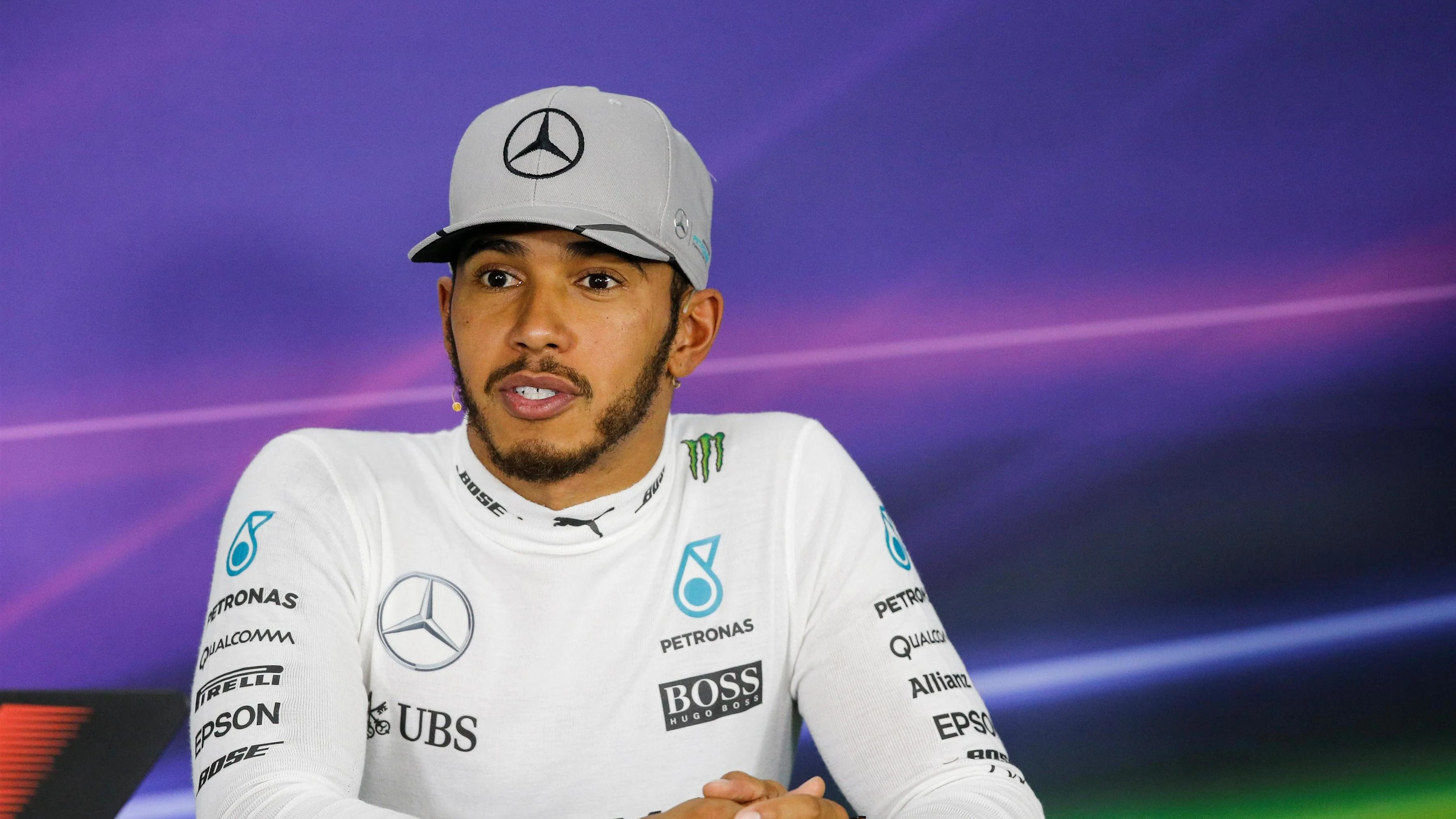 Lewis Hamilton (GBR) Mercedes AMG F1 in the Press Conference at Formula One World Championship,