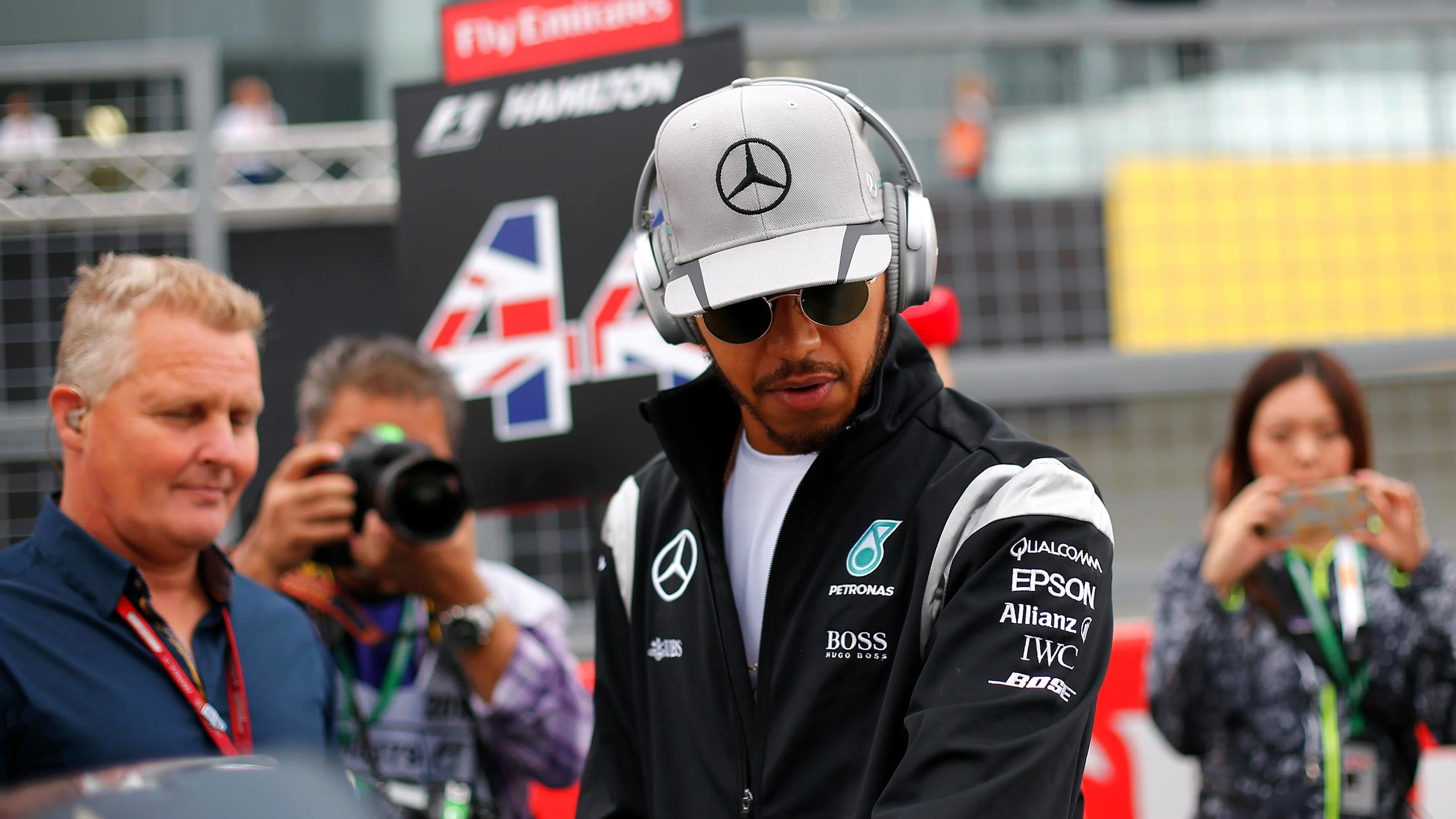 Lewis Hamilton (GBR) Mercedes AMG F1 on the drivers parade at Formula One World Championship, Rd17,
