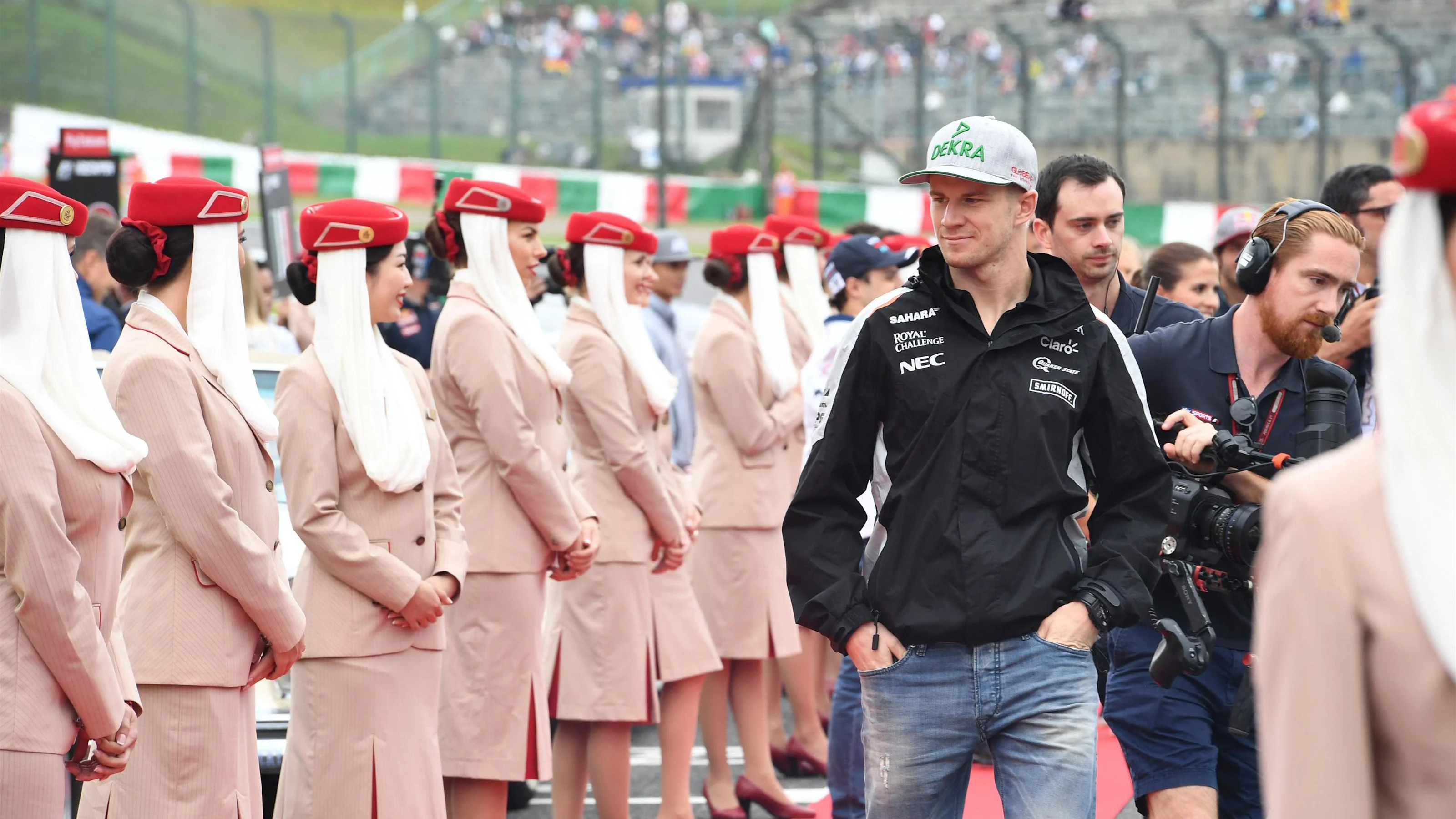 Nico Hulkenberg (GER) Force India F1 on the drivers parade at Formula One World Championship, Rd17,