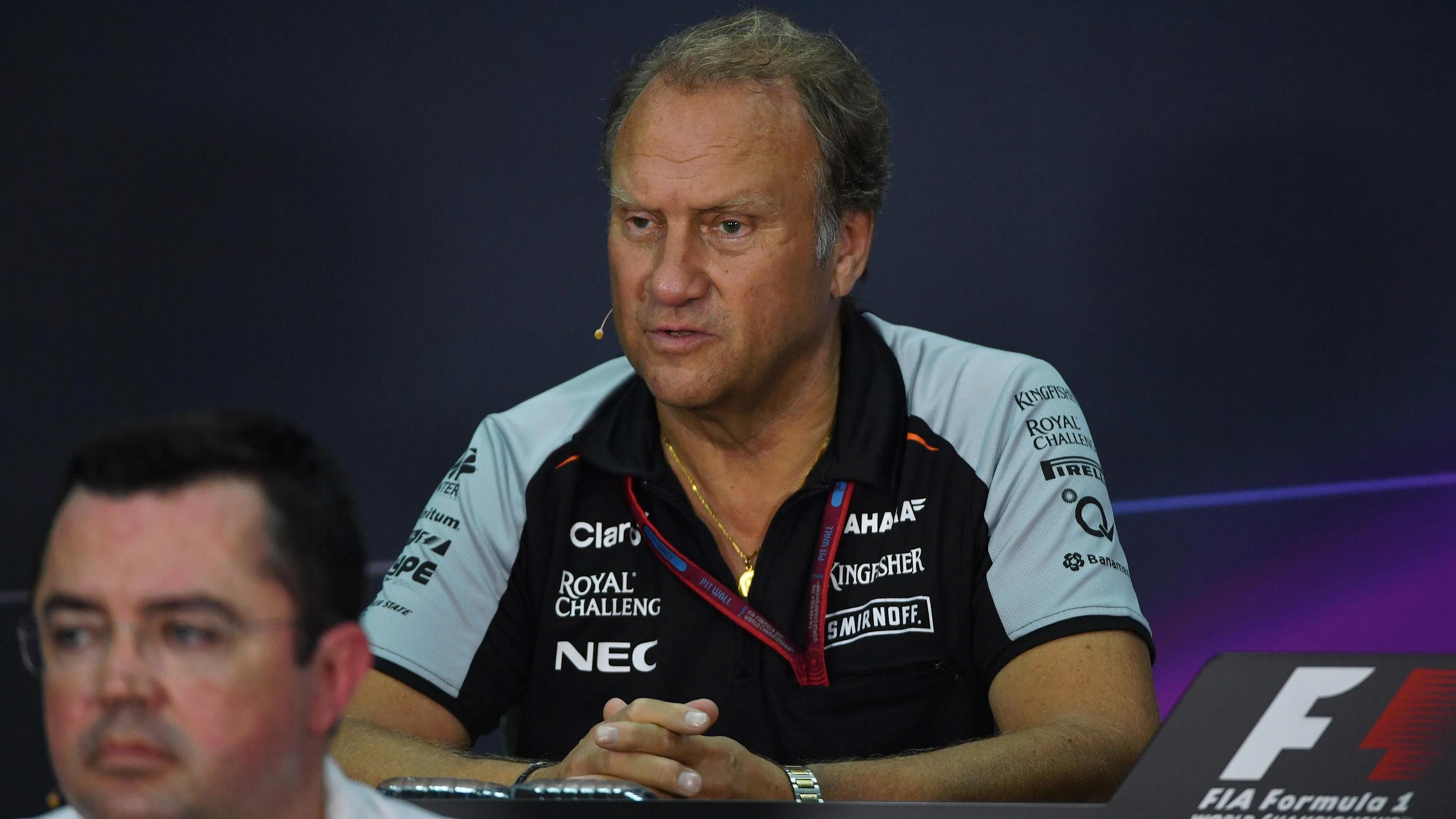 Robert Fearnley (GBR) Force India F1 Team Deputy Team Principal in the Press Conference at Formula