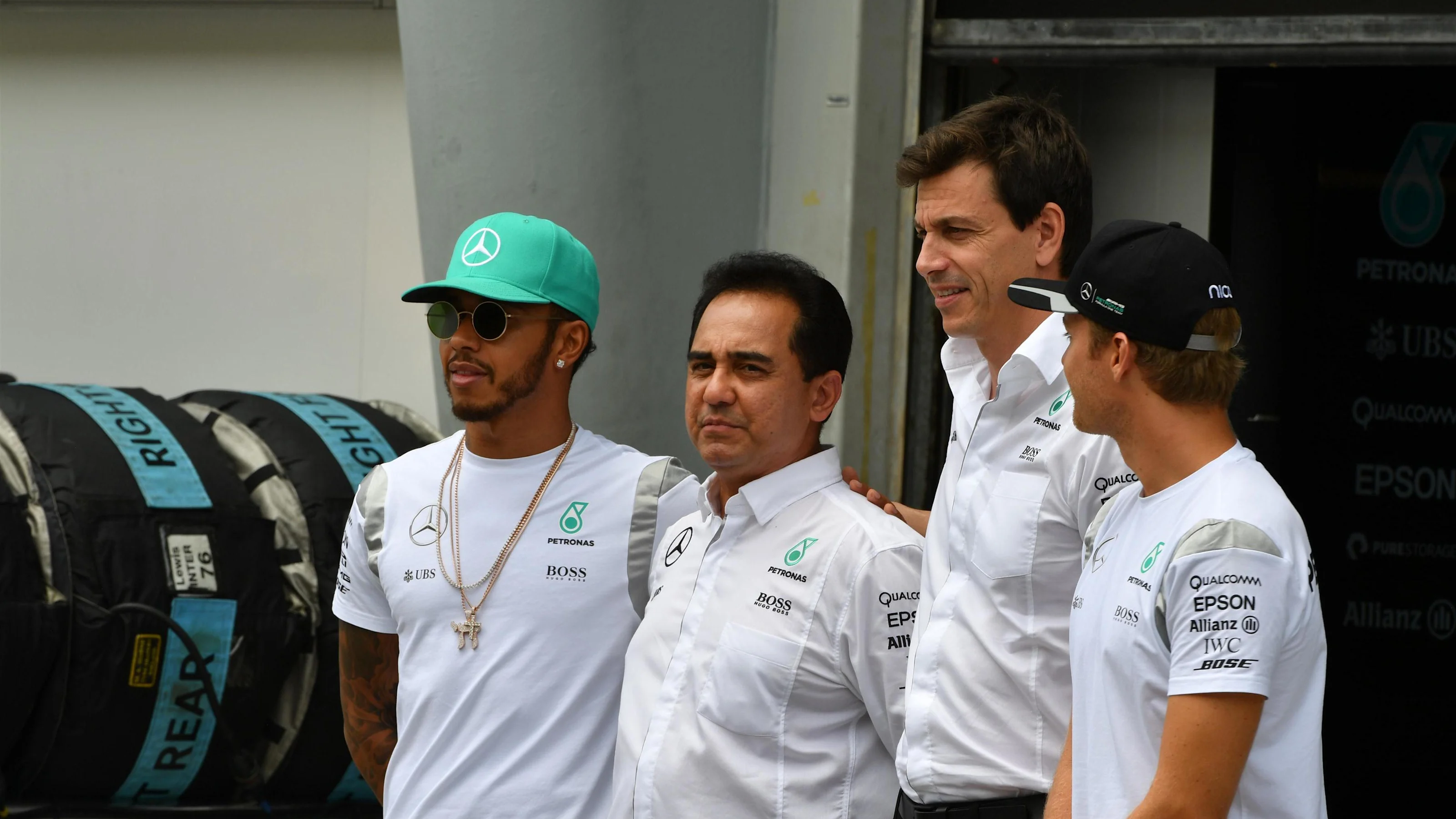 Lewis Hamilton (GBR) Mercedes AMG F1, Toto Wolff (AUT) Mercedes AMG F1 Director of Motorsport and