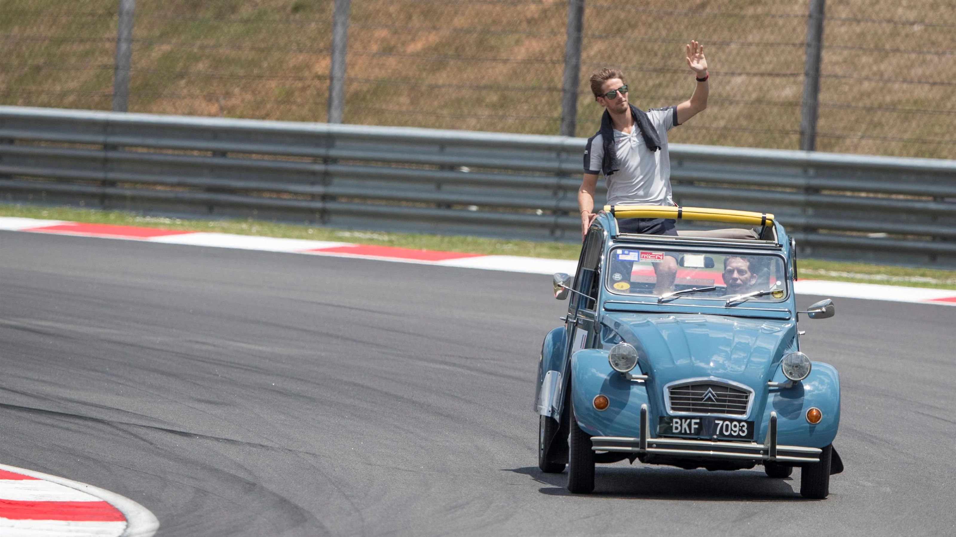 Romain Grosjean (FRA) Haas F1 on the drivers parade at Formula One World Championship, Rd16,