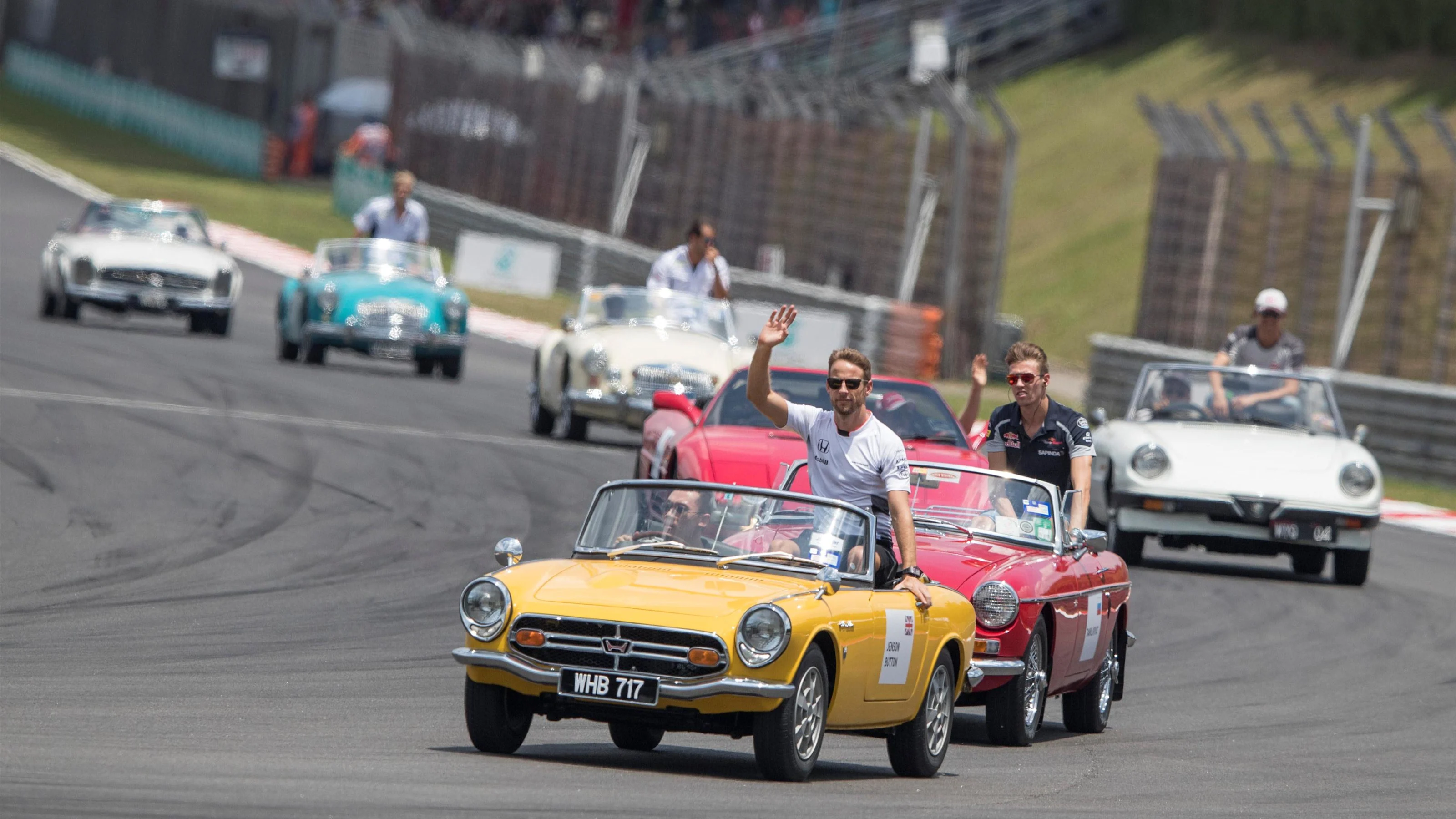 Jenson Button (GBR) McLaren on the drivers parade at Formula One World Championship, Rd16,