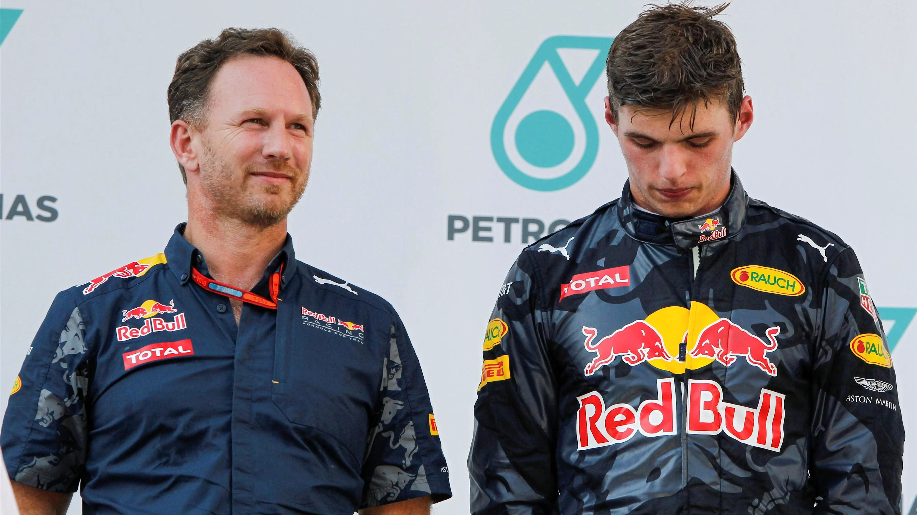 Christian Horner (GBR) Red Bull Racing Team Principal and Max Verstappen (NED) Red Bull Racing